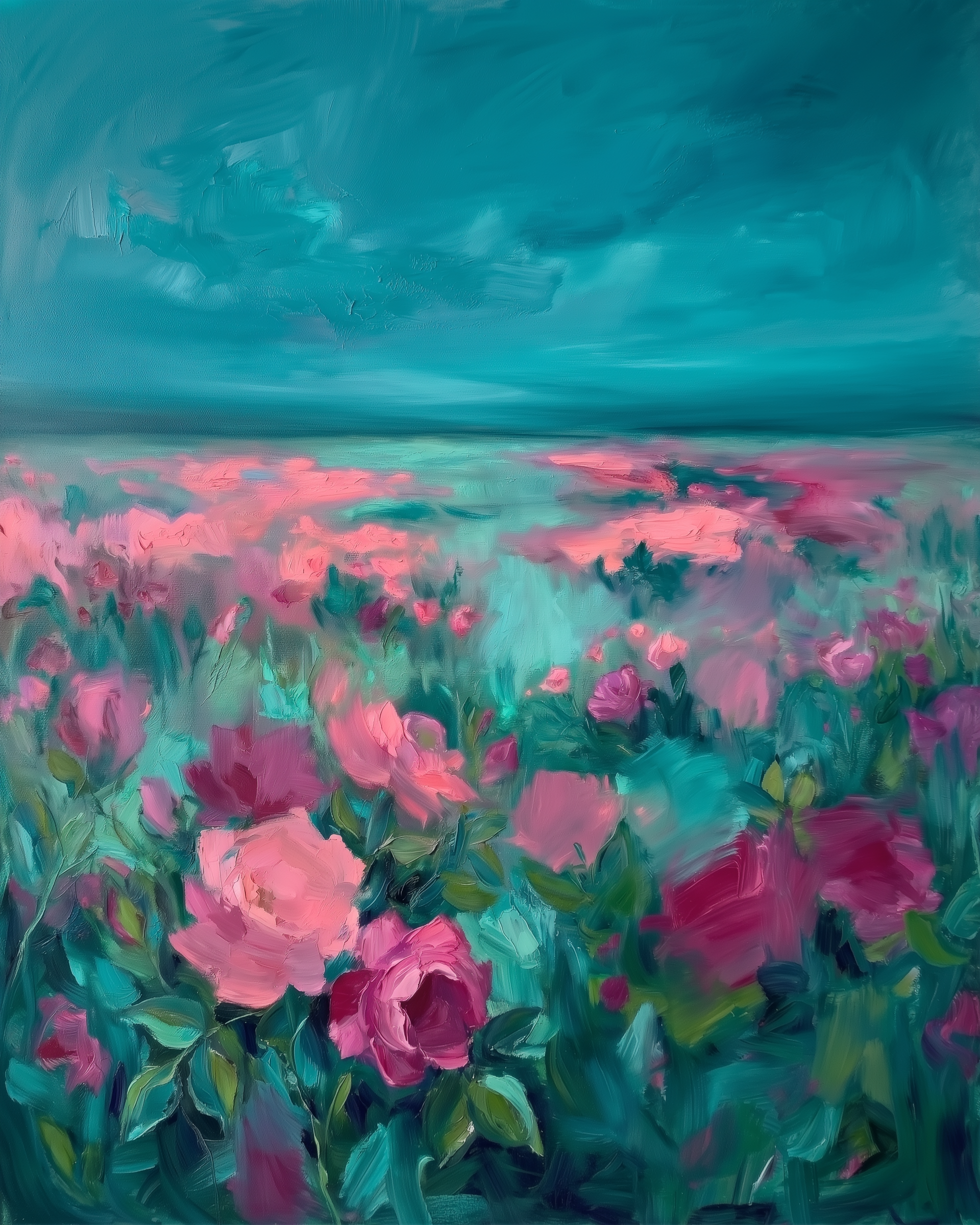 Teal Bloom - Flowers Framed Wall Art for Living Room, Bedroom or Office