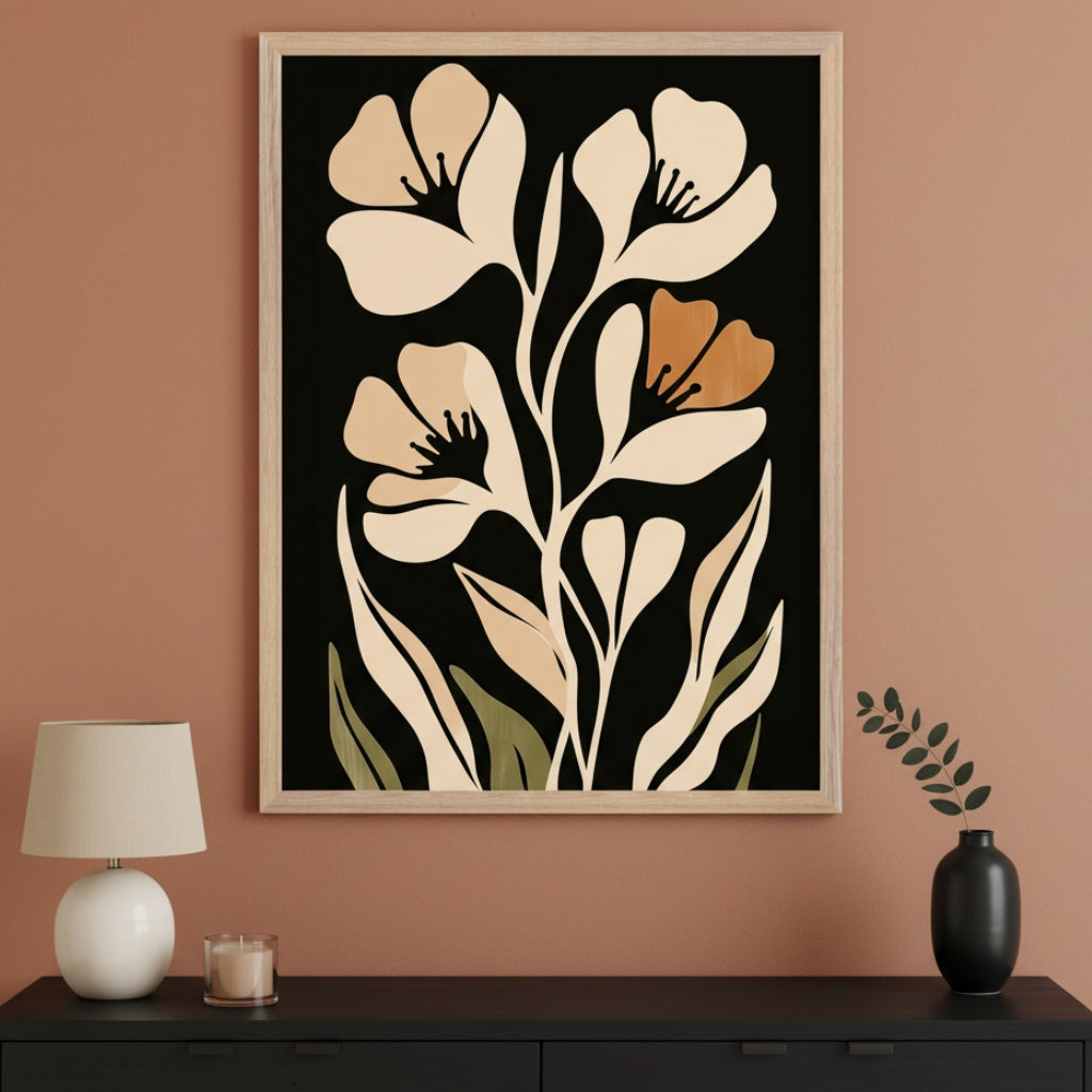 Whispering Flora - Flowers Framed Wall Art for Living Room, Bedroom or Office