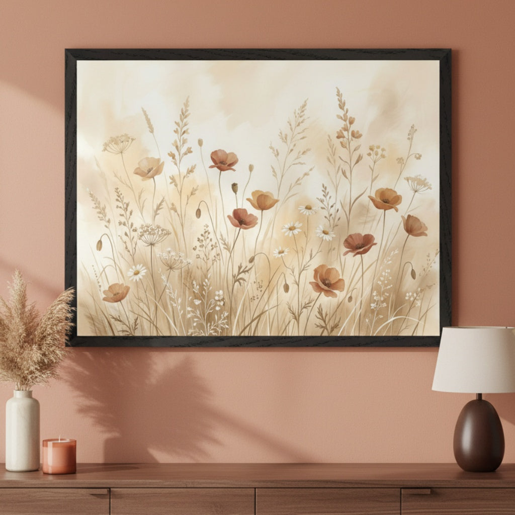 Serene Blossom Hues - Flowers Framed Wall Art for Living Room, Bedroom or Office