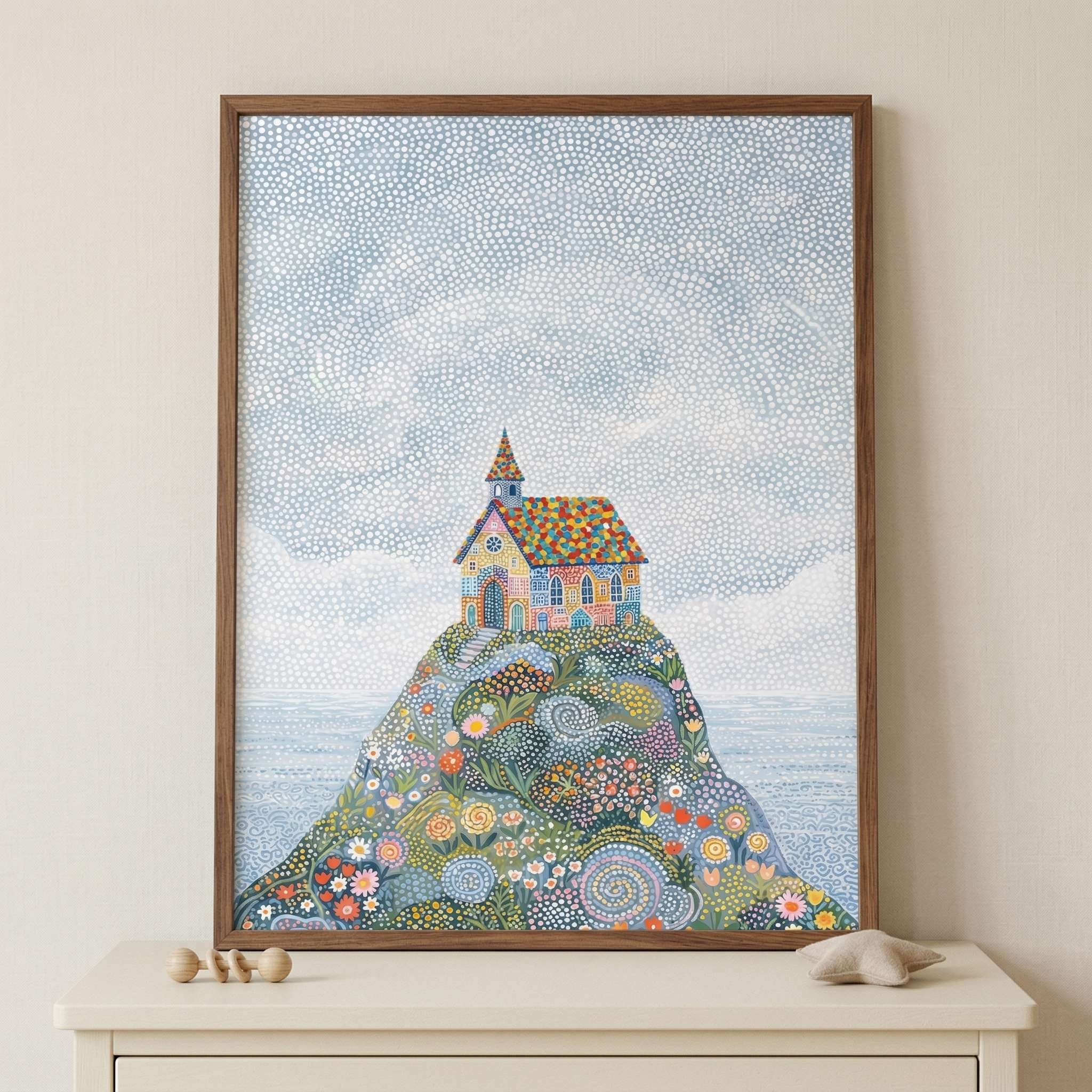 Flowery Garden Mound Wall Art - Whimsical Floral Hill