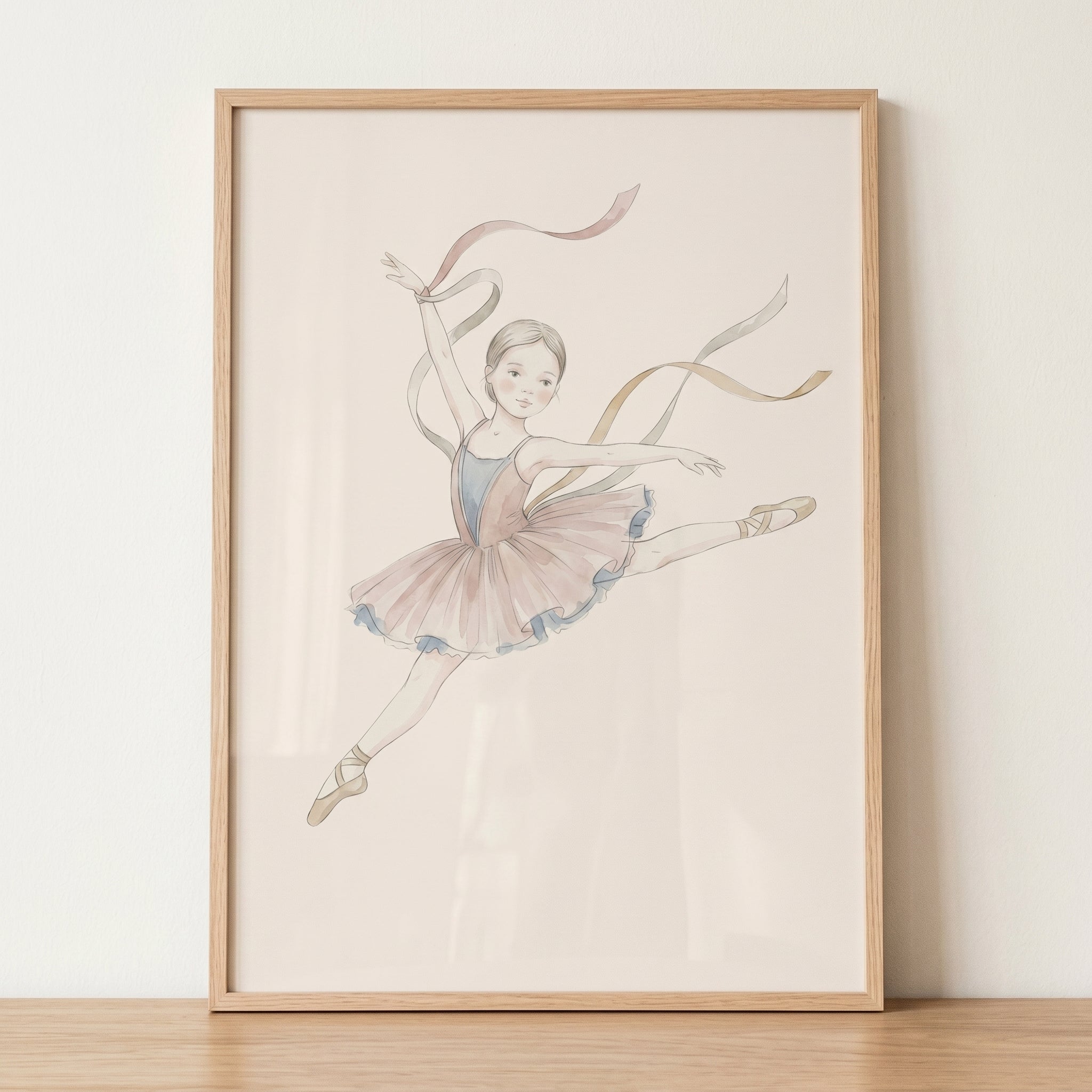 Flowing Silk Ribbon Ballerina Artwork - Graceful Ribbon Leap