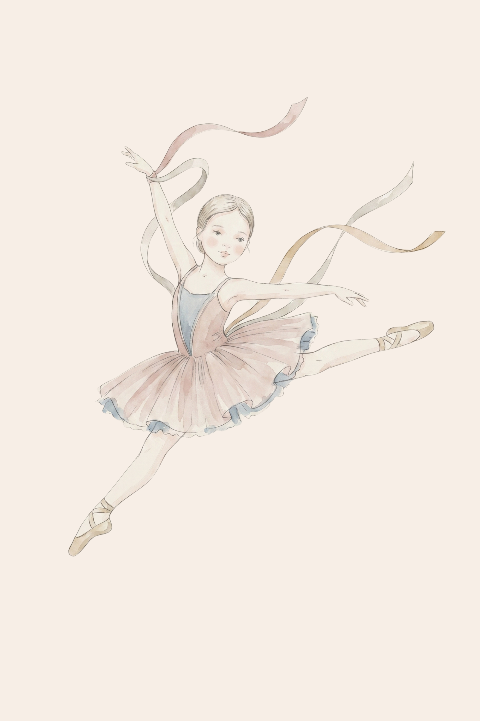 Flowing Silk Ribbon Ballerina Artwork - Graceful Ribbon Leap