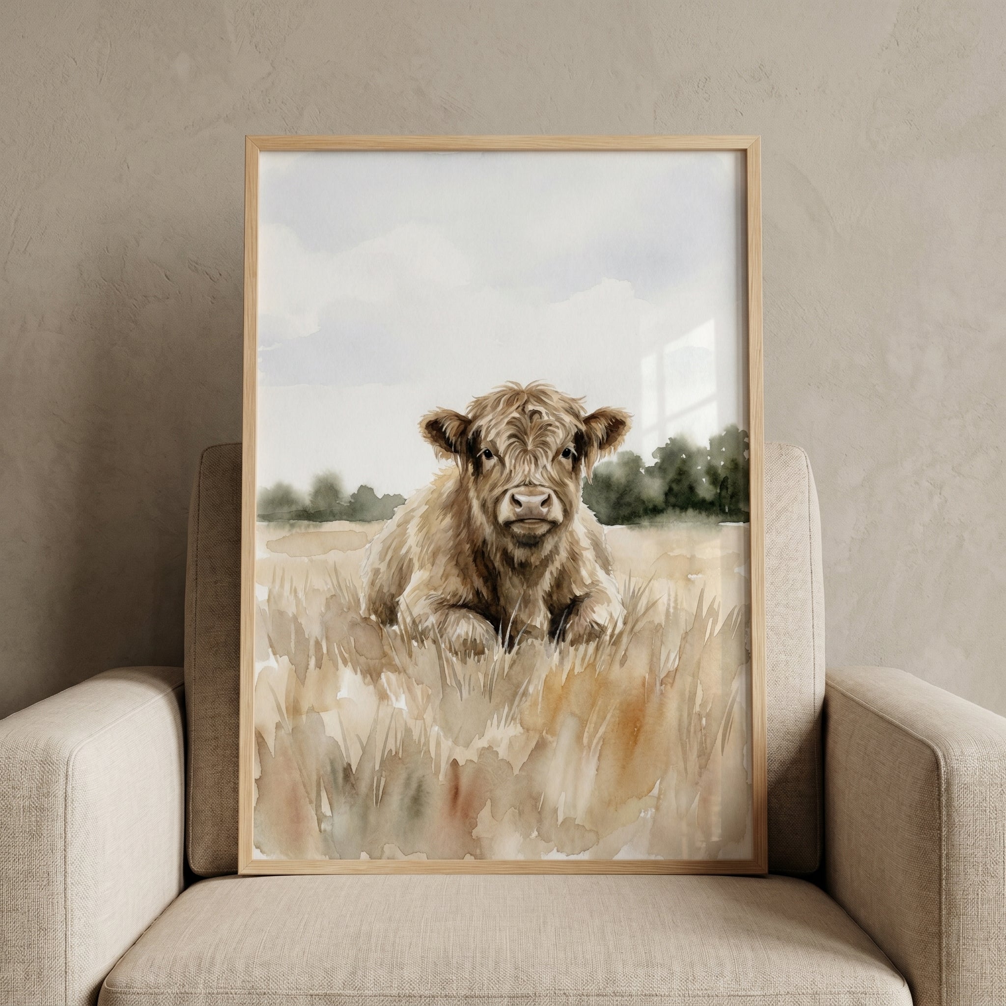 Fluffy Baby Highland Cow Wall Art - Highland Meadow Calf