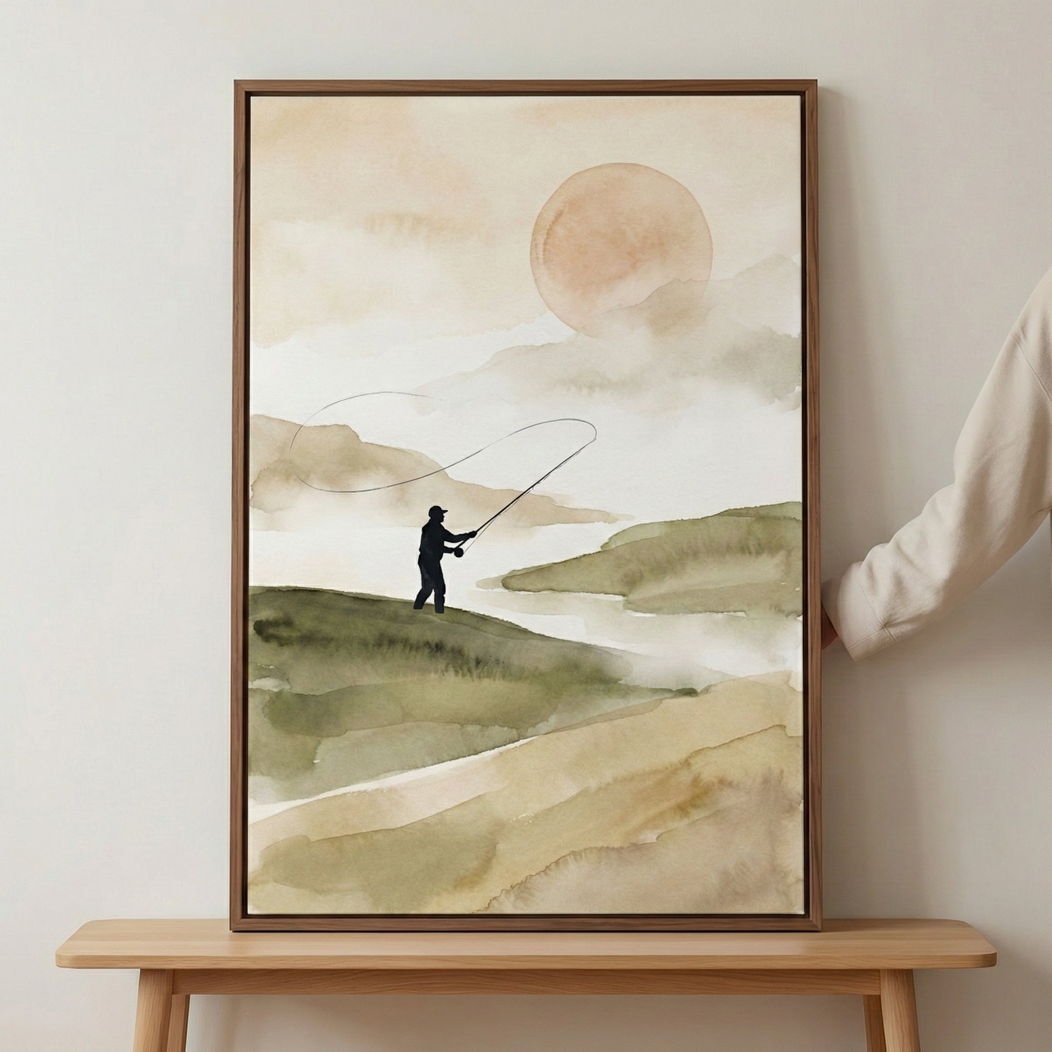 Serene Waterscape - Fishing Framed Wall Art for Living Room, Bedroom or Office