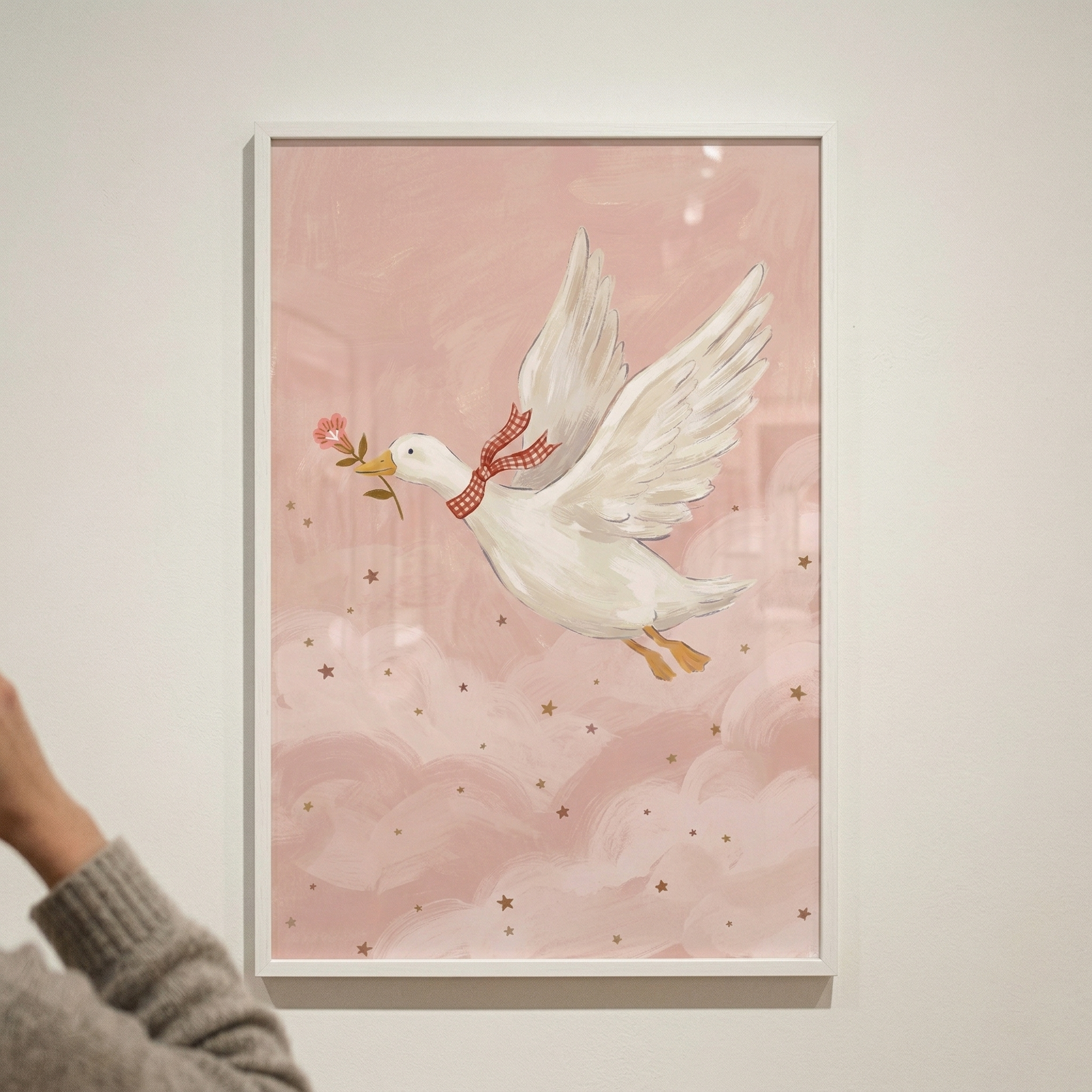 Flying Goose Wall Art - Dreamy Pink Flight