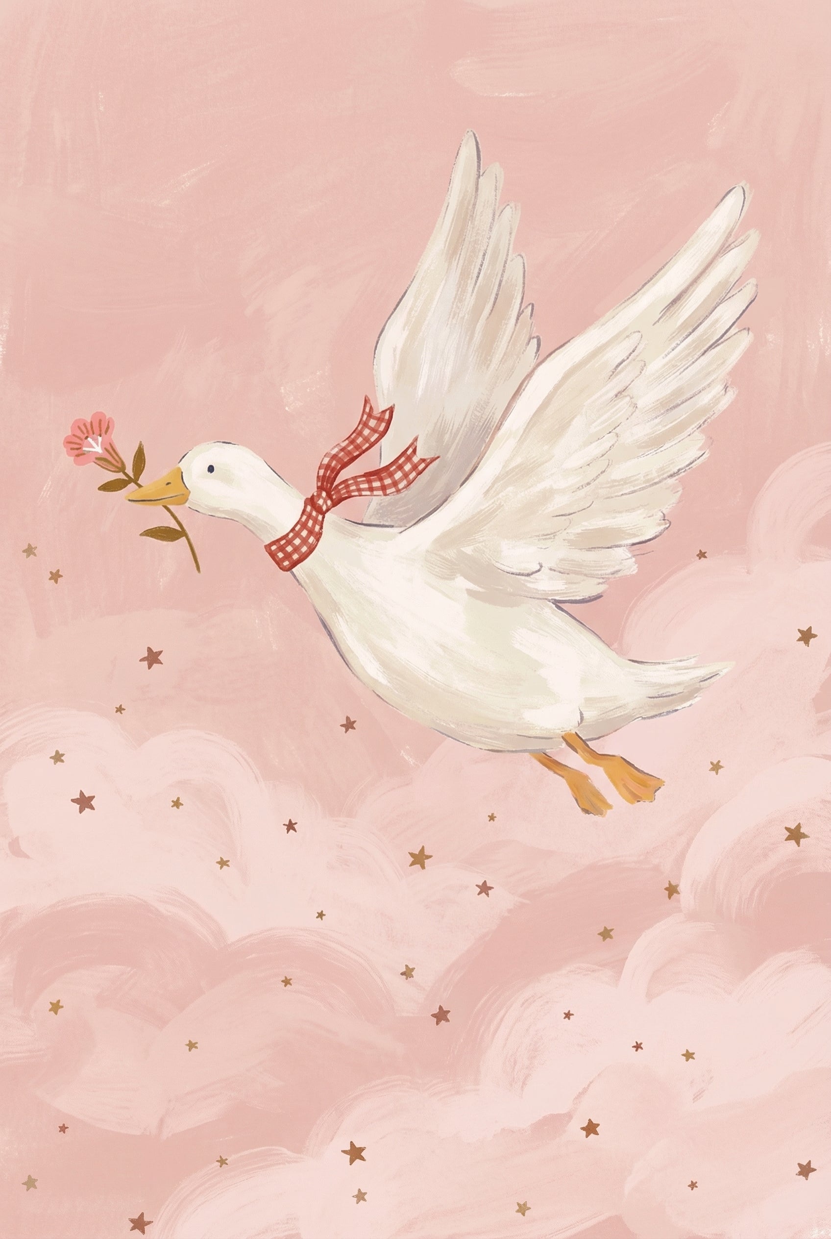 Flying Goose Wall Art - Dreamy Pink Flight