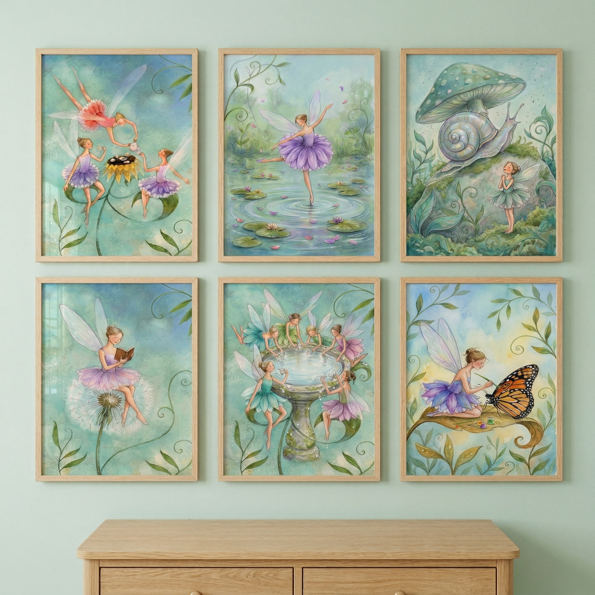 Forest Fairies Artwork Set of 6 - Enchanted Nature Sprites