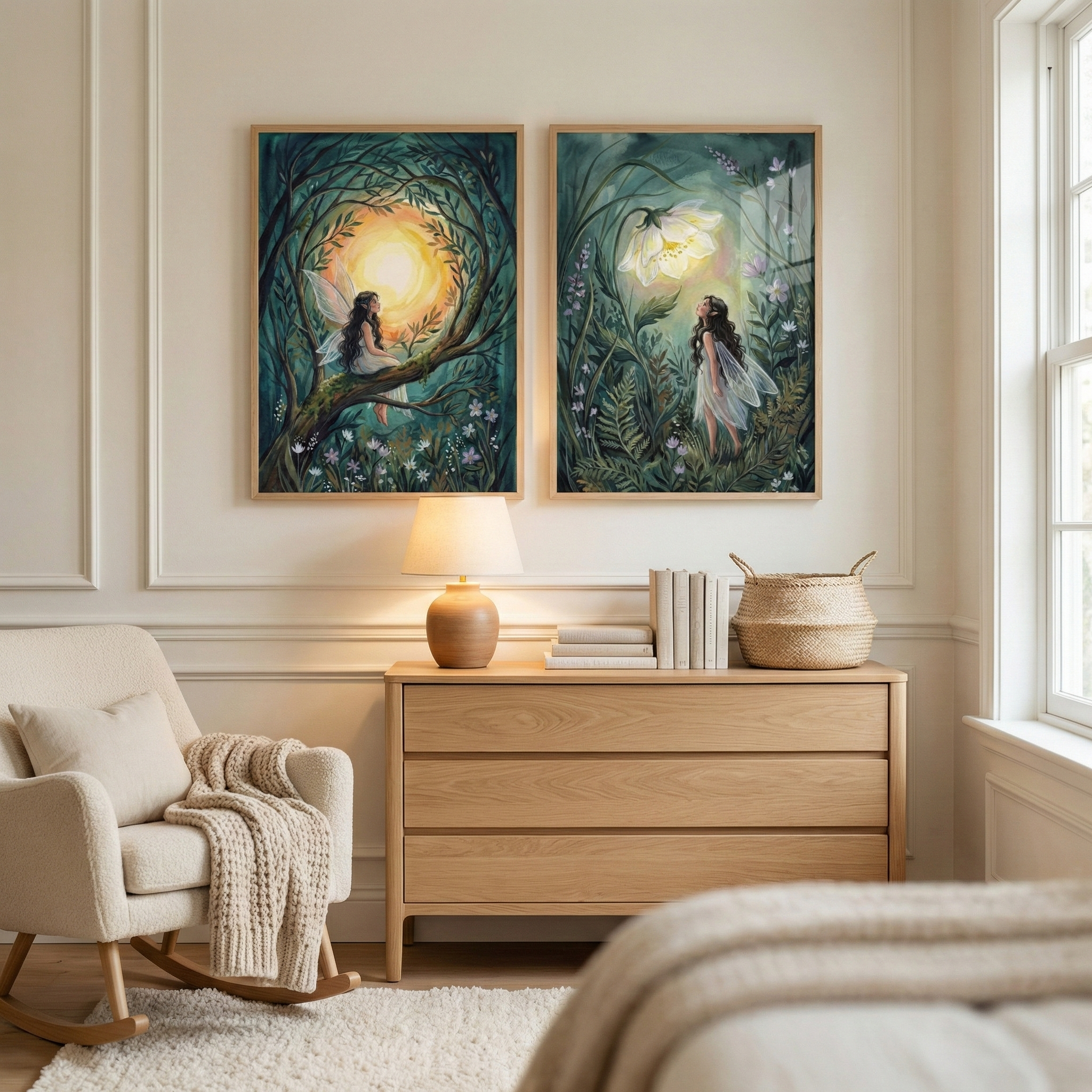 Forest Fairy Wall Art Set Of 2 - Enchanted Forest Glow