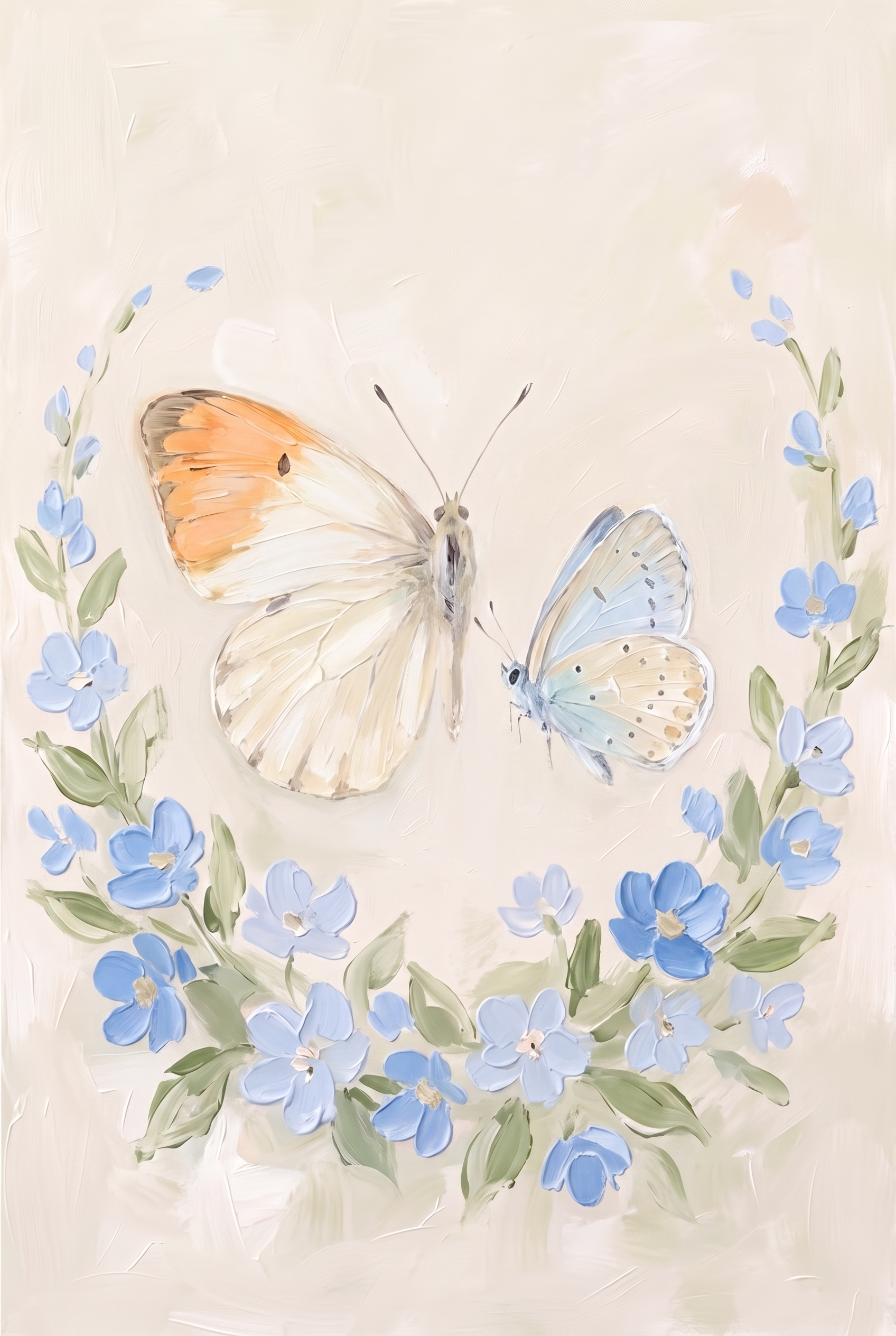 French Country Floral Butterflies Wall Art - Wings And Blossoms
