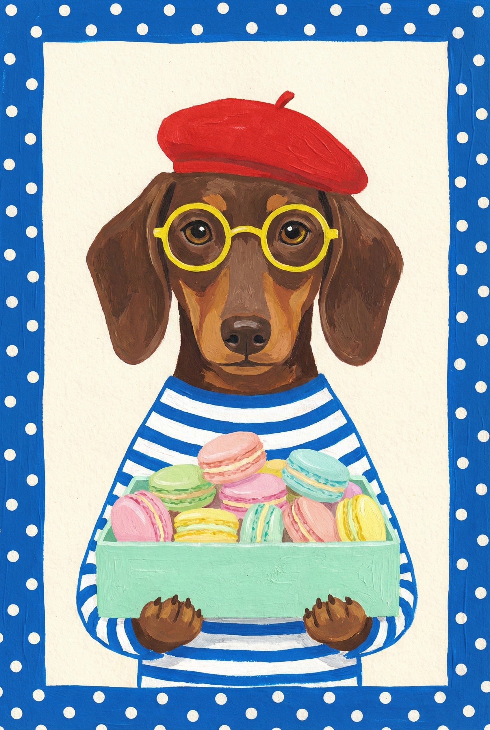French Pup With Glasses Wall Art - Parisian Pastry Pup