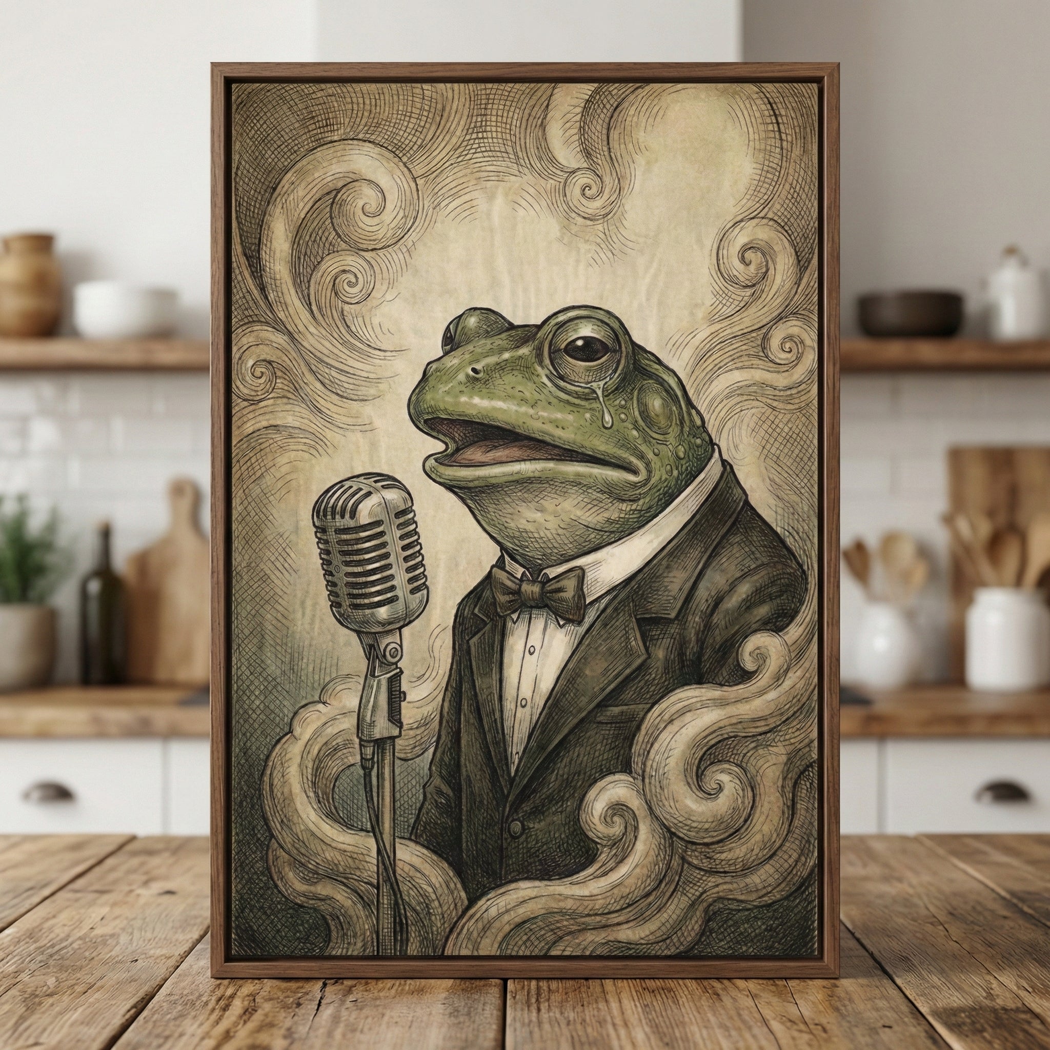 Emerald Elegy - Frog Framed Wall Art for Living Room, Bedroom or Office