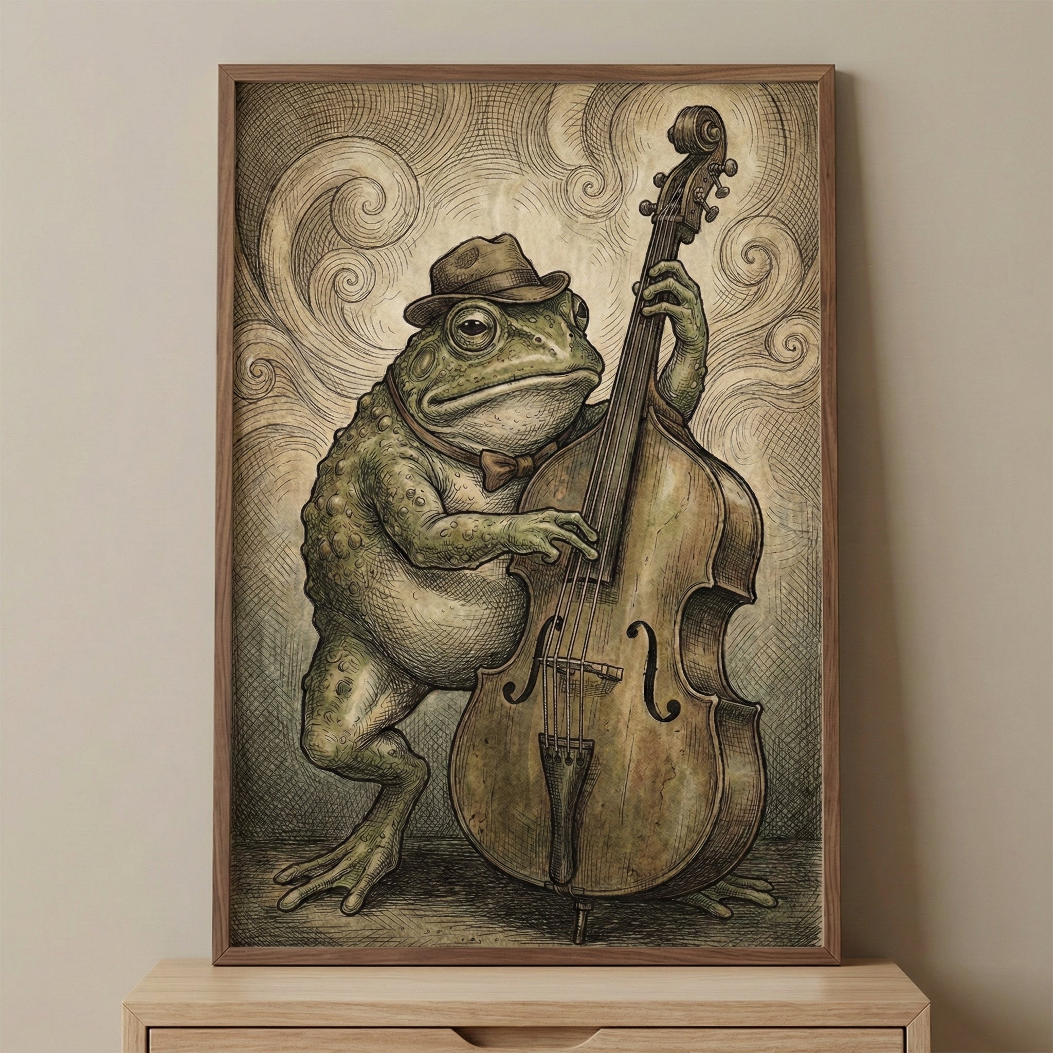 Bayou Bluesman - Frog Framed Wall Art for Living Room, Bedroom or Office