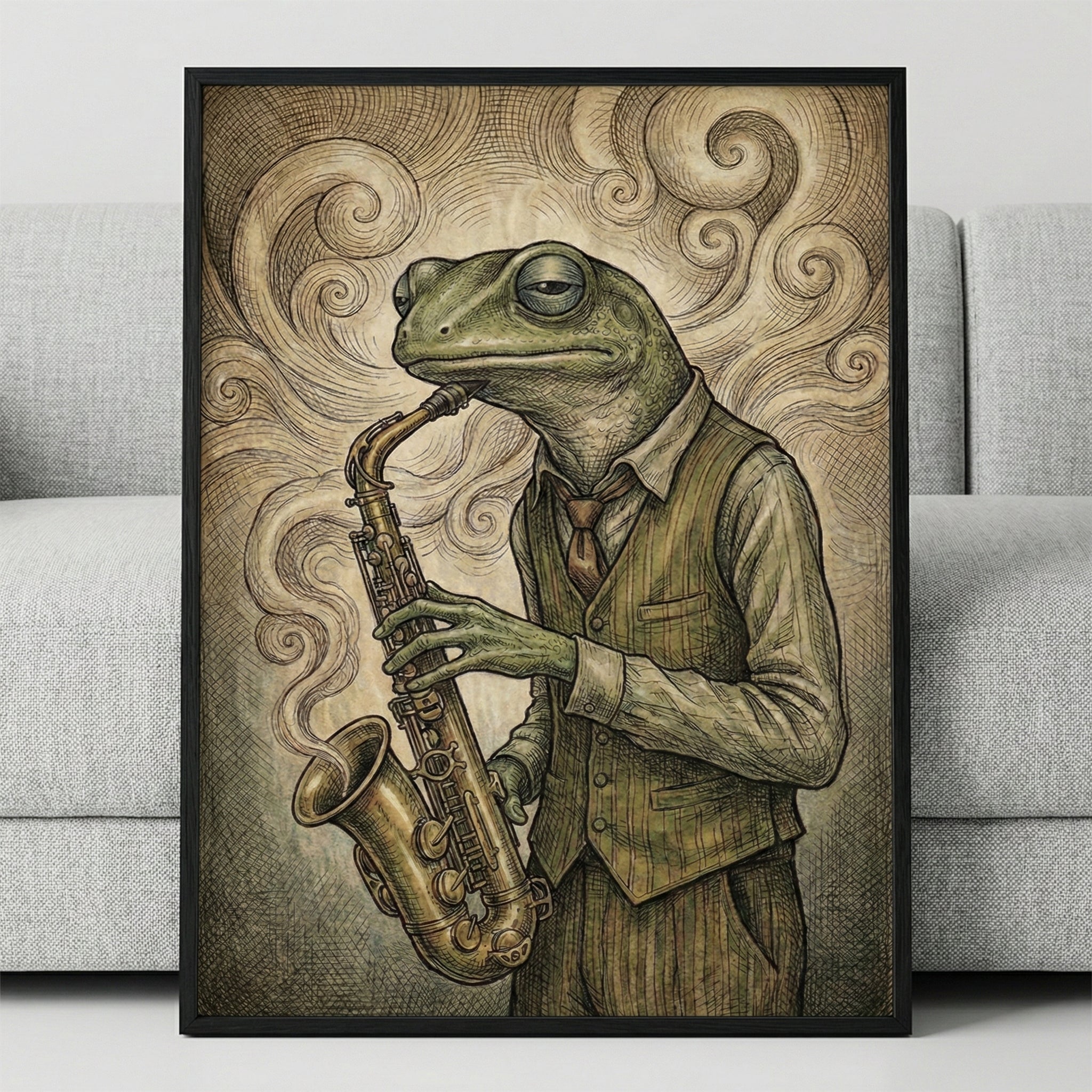 Dapper Rhythms - Frog Framed Wall Art for Living Room, Bedroom or Office