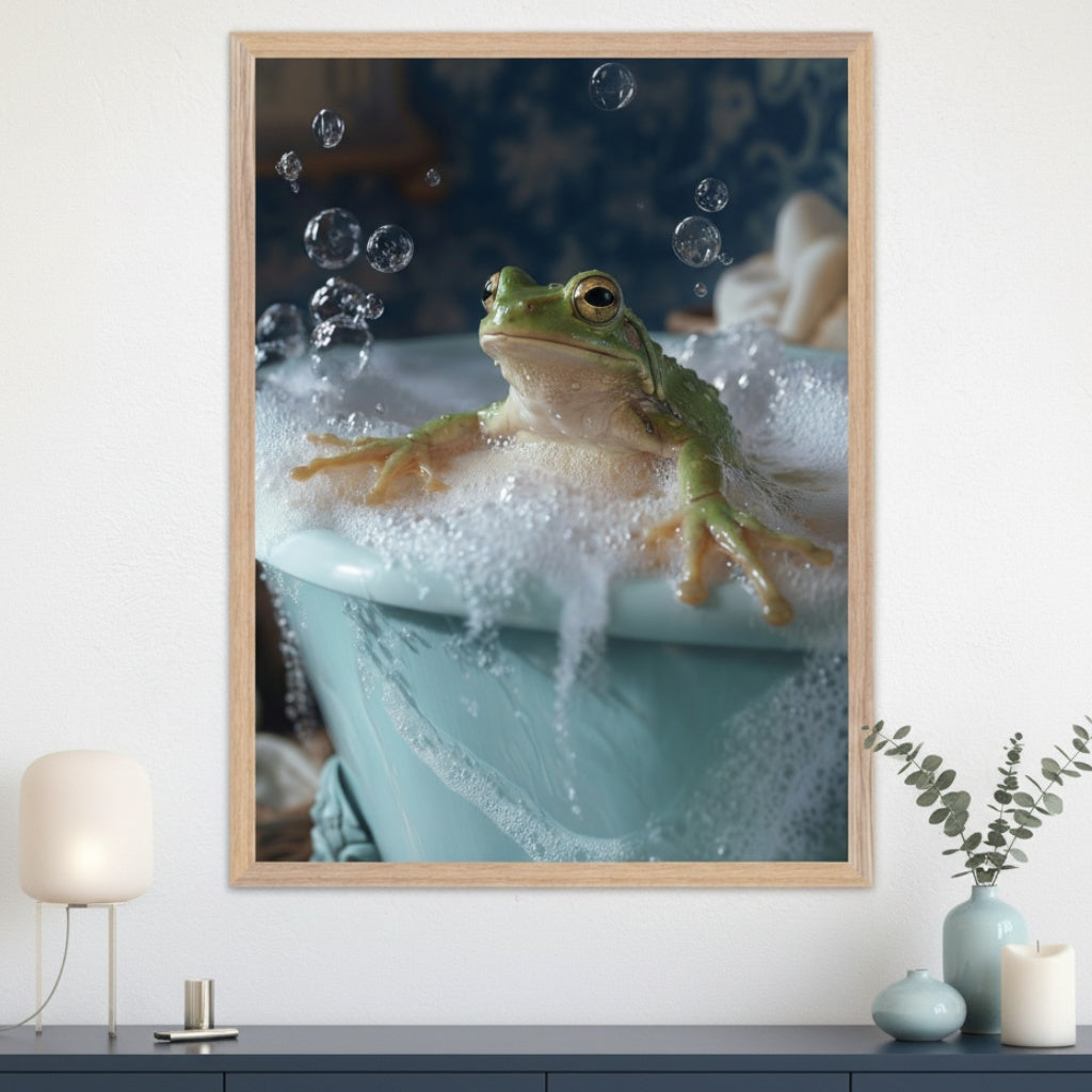 Emerald Serenity - Frog Framed Wall Art for Living Room, Bedroom or Office