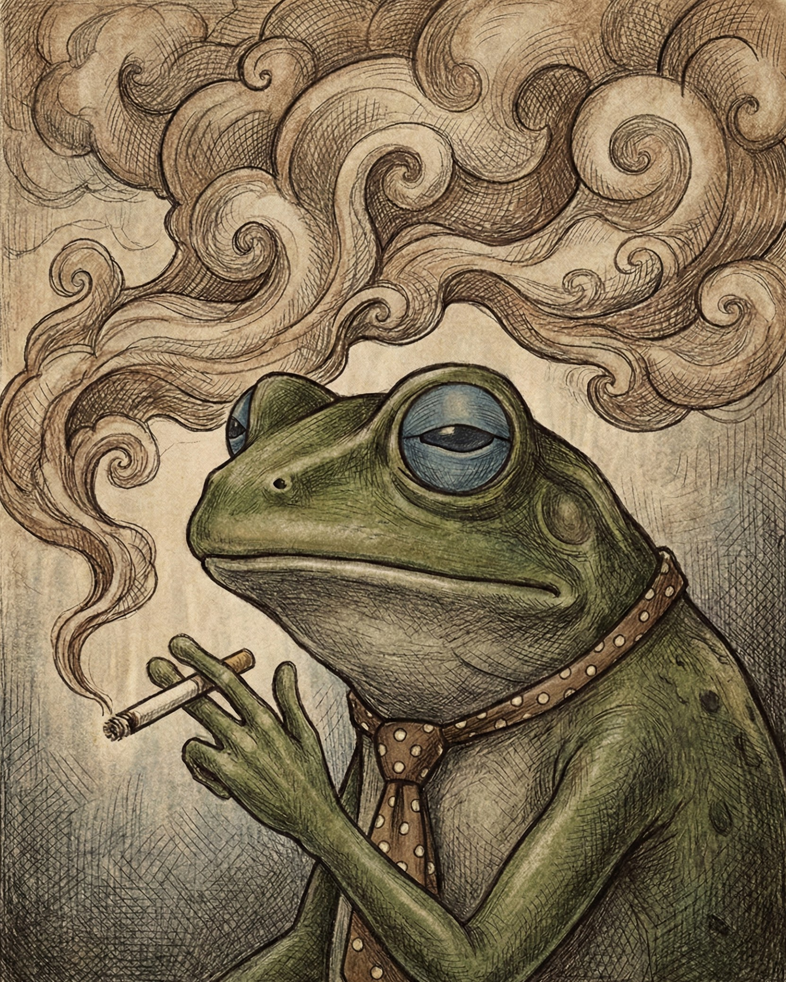 Verdant Ponder - Frog Framed Wall Art for Living Room, Bedroom or Office