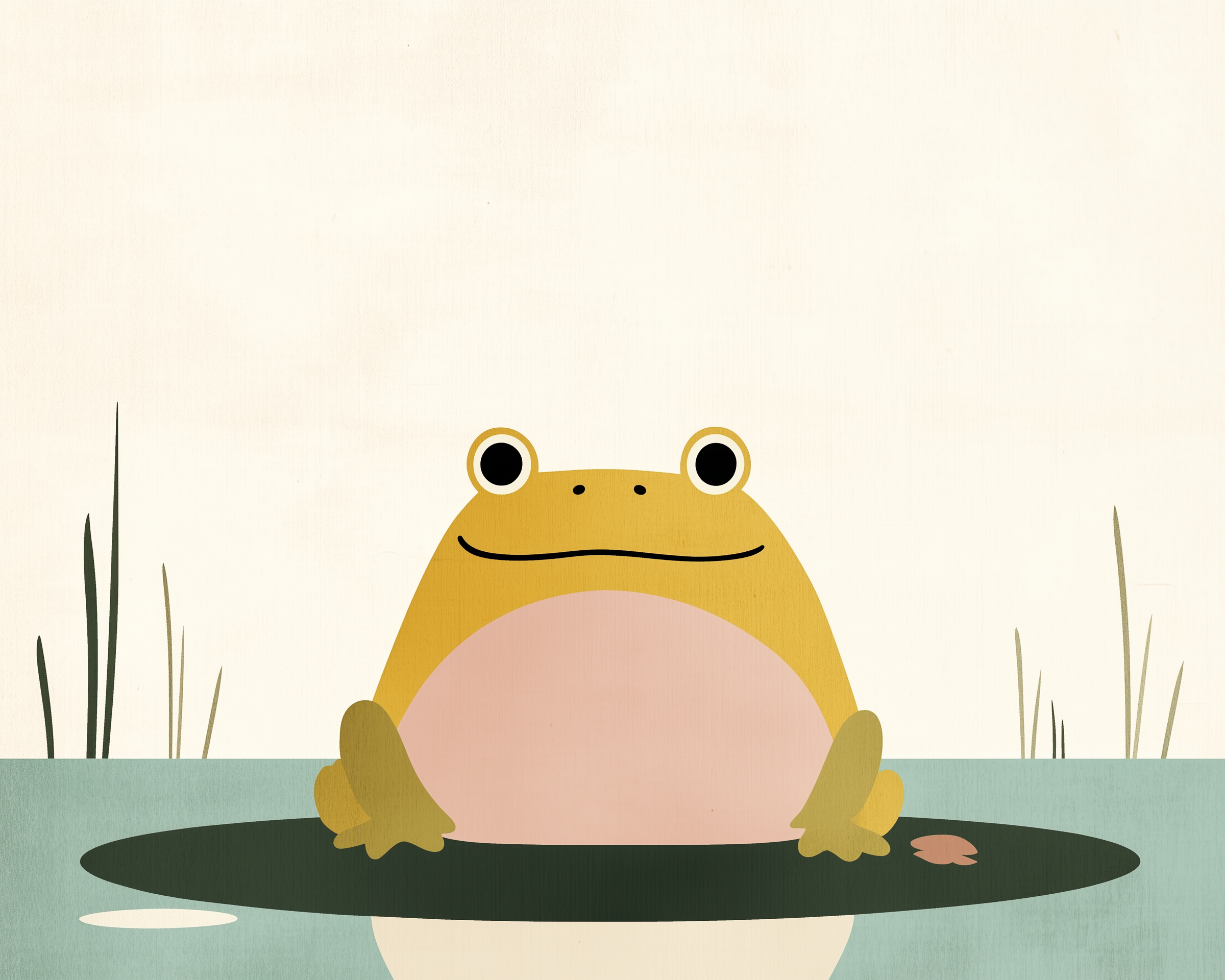 Woodland Frog Wall Art for Nursery, Playroom or Kids Bedrooms - Happy Frog on Lily Pad Decor - Pond Pal