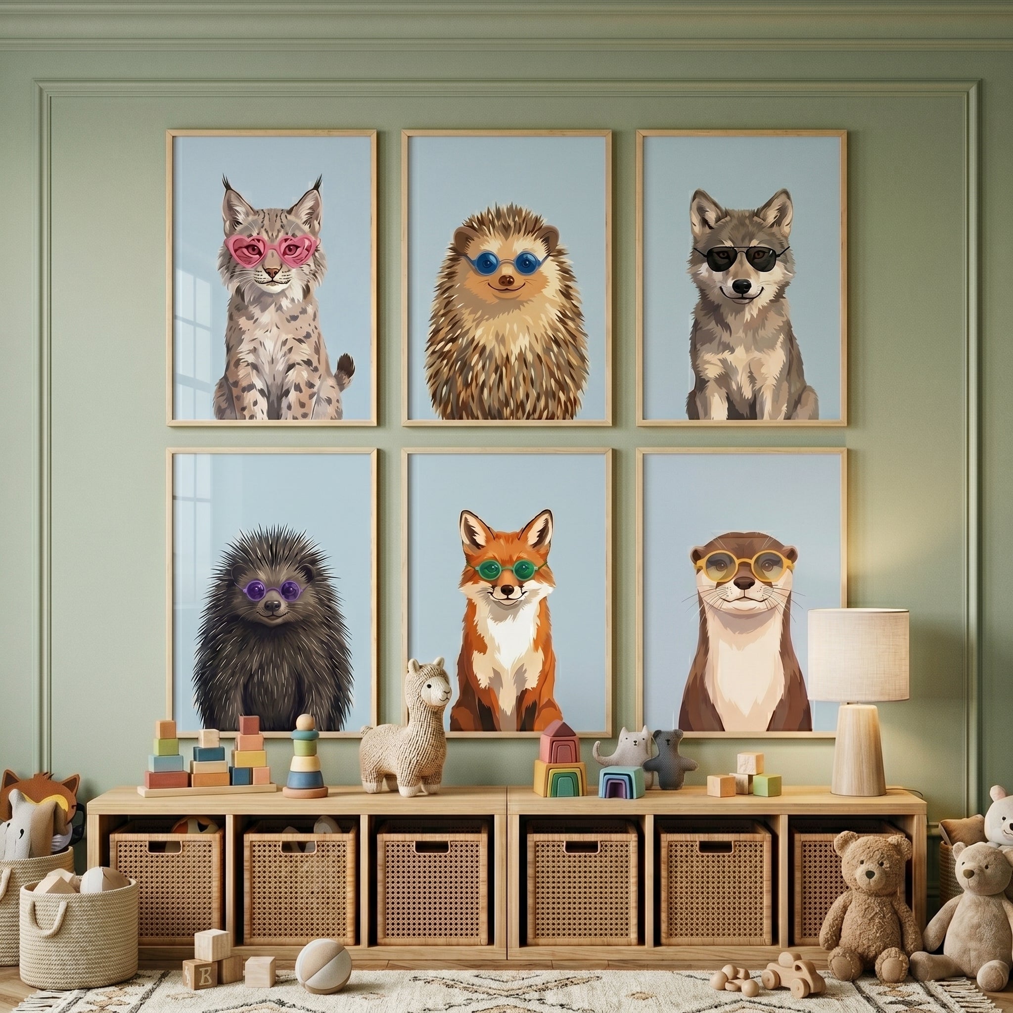 Funky Shades Woodland Animal Wall Art Set of 6 - Wild Animal Shades