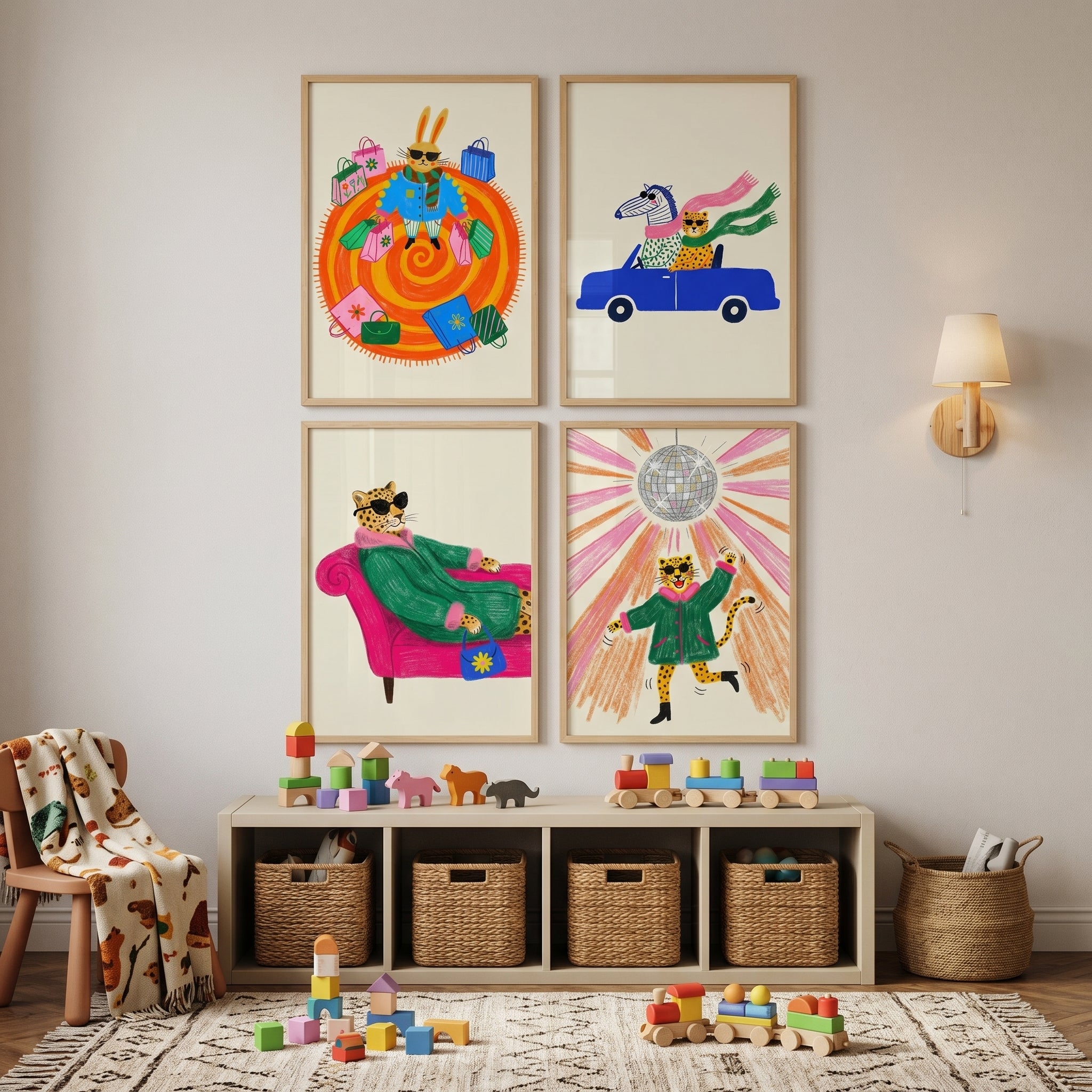 Funky Sunglasses Dressed Animal Wall Art Set of 4 - Chic Creature Collection