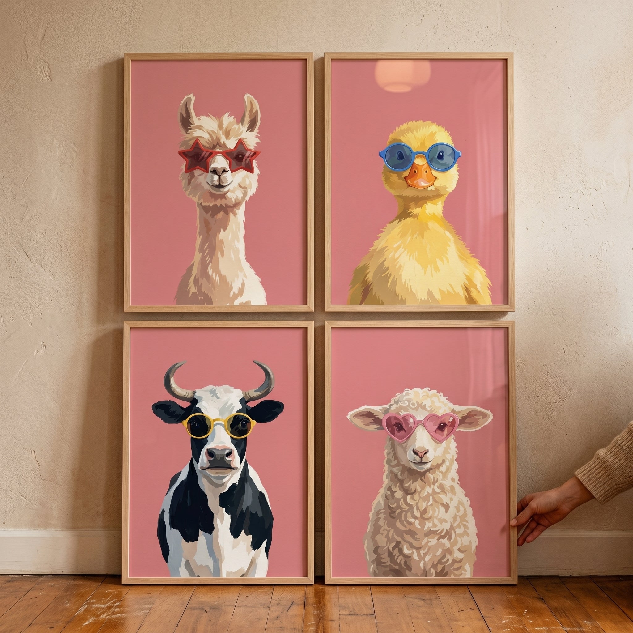 Funky Sunglasses Farm Animal Wall Art Set of 4 - Stylish Barnyard Squad