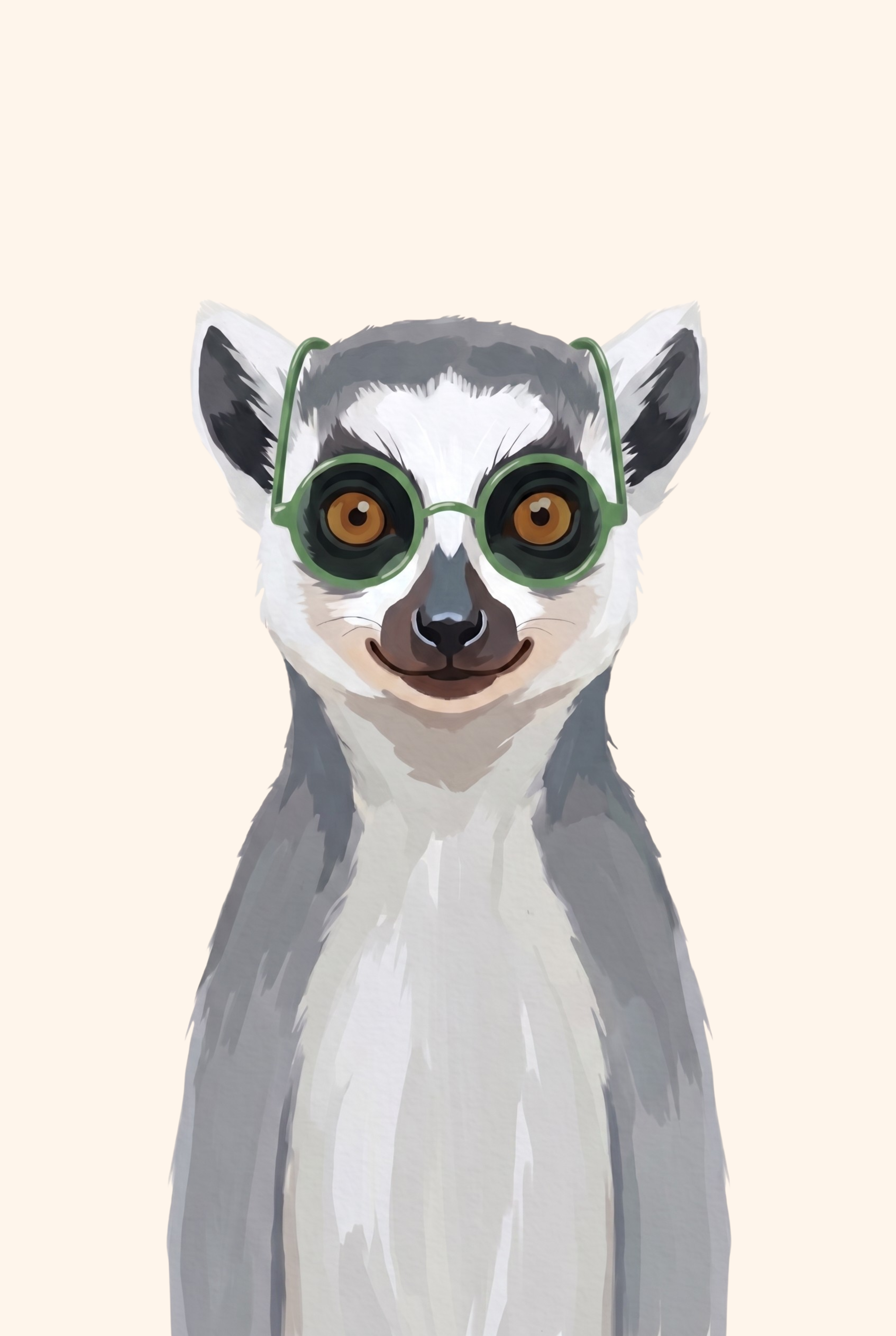 Funny Green Glasses Lemur Wall Art - The Studious Lemur