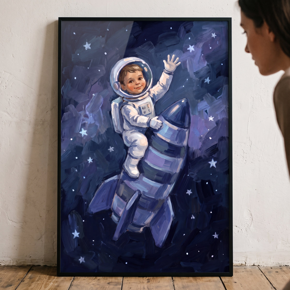 Galaxy Traveler Baby Astronaut Print - Little Star Voyager