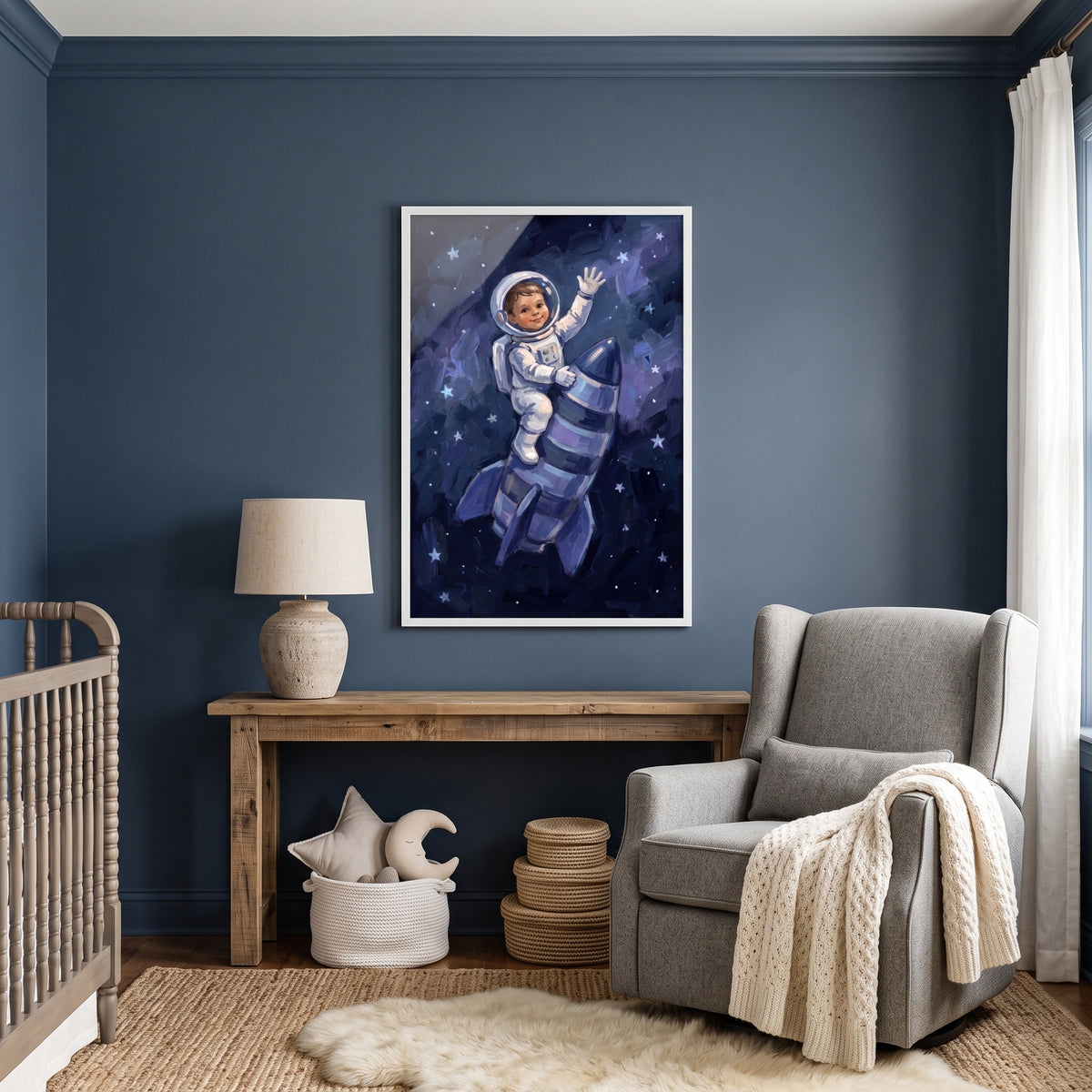 Galaxy Traveler Baby Astronaut Print - Little Star Voyager