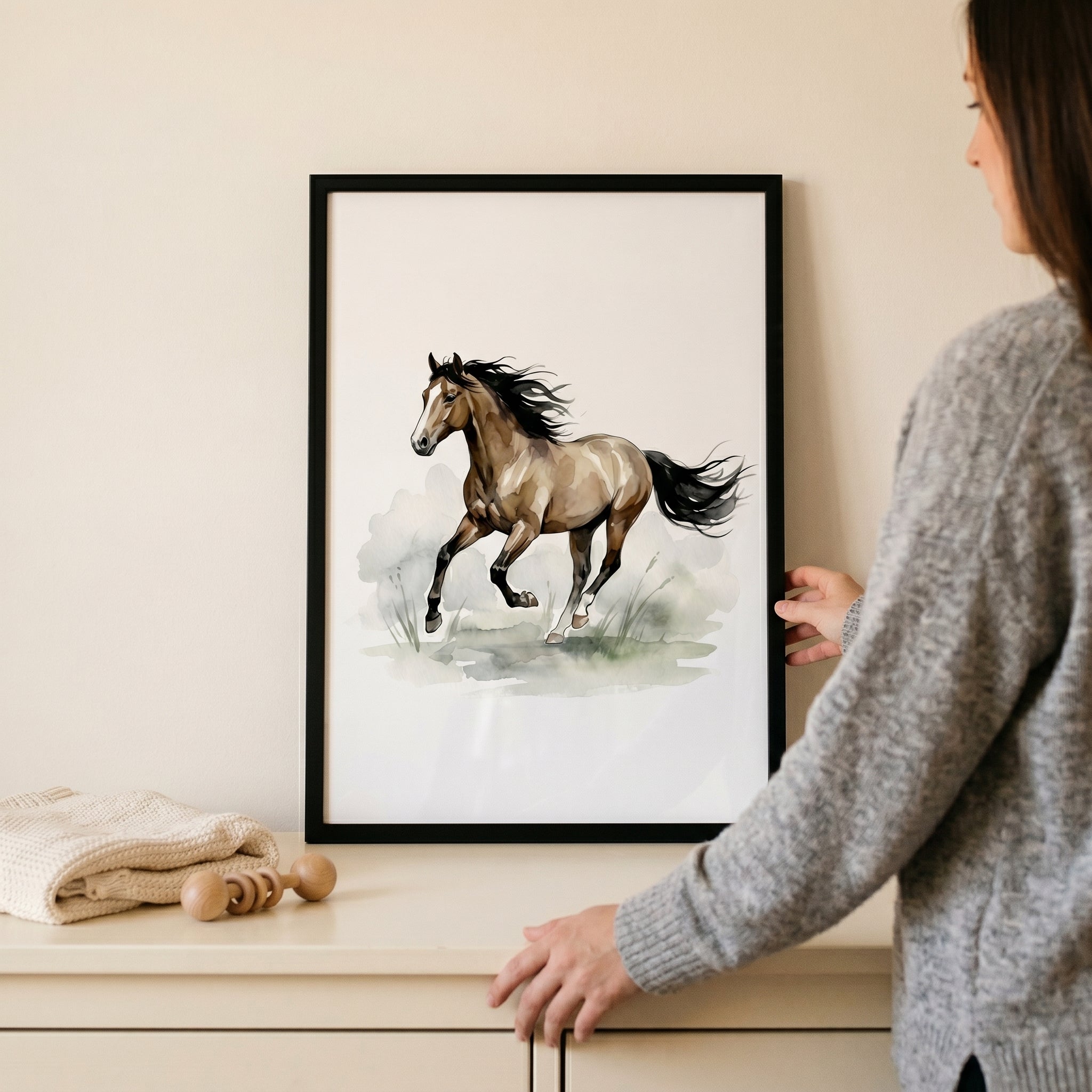 Galloping Brown Bay Horse Wall Art - Galloping Grace
