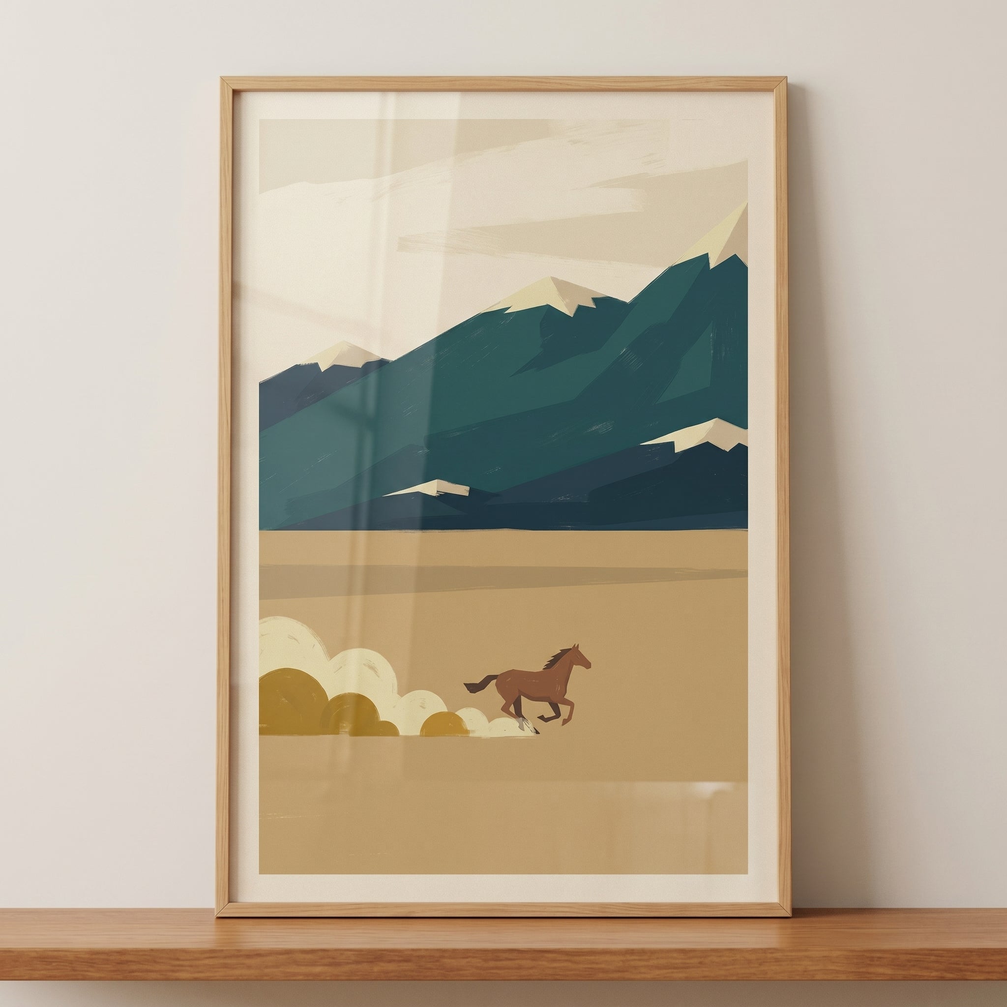 Galloping Mountain Landscape Horse Wall Art - Wild Horizon Gallop