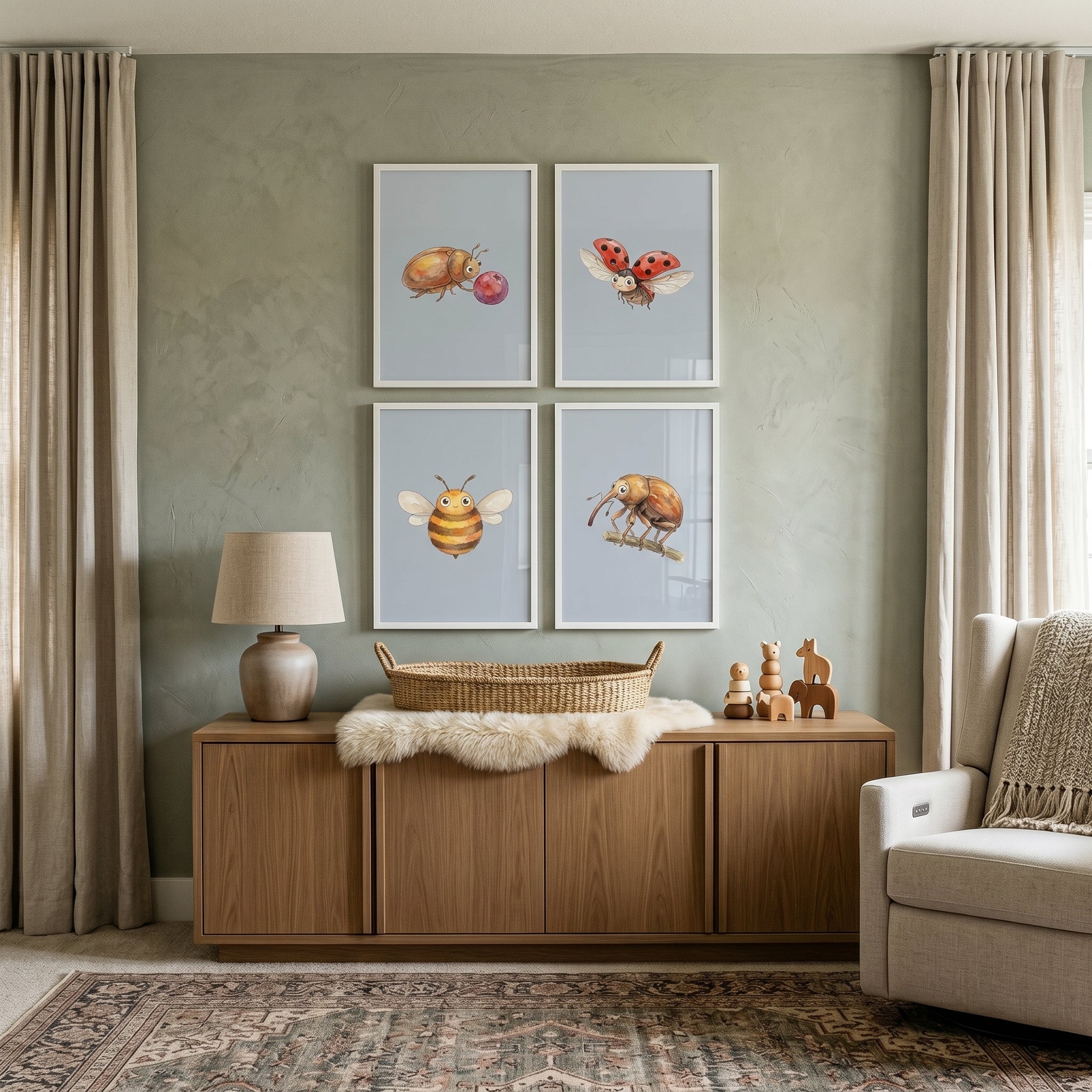 Garden Bug Wall Art Set of 4 - Whimsical Forest Critters