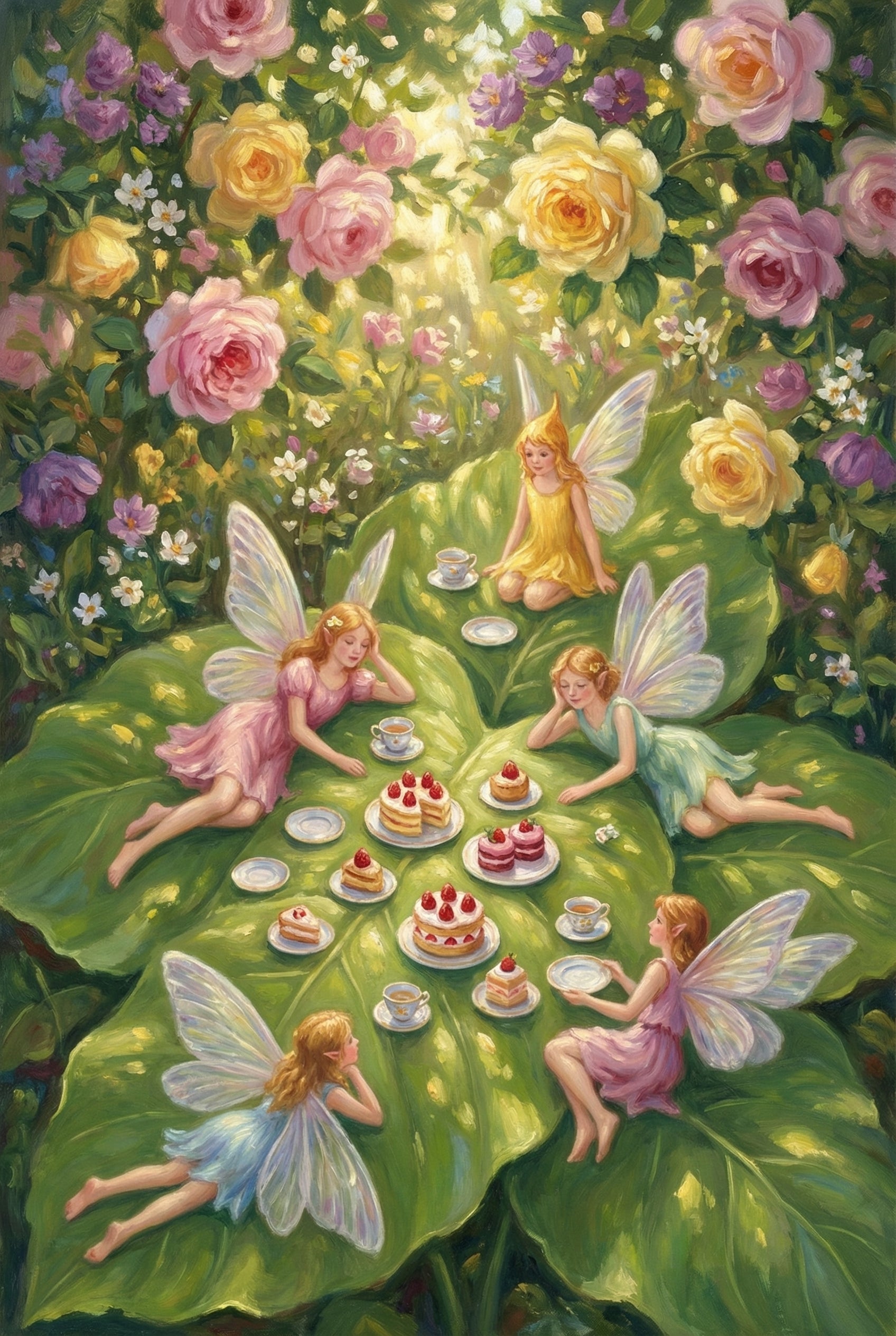 Garden Tea Party Fairies Wall Art - Fairy Tea Party