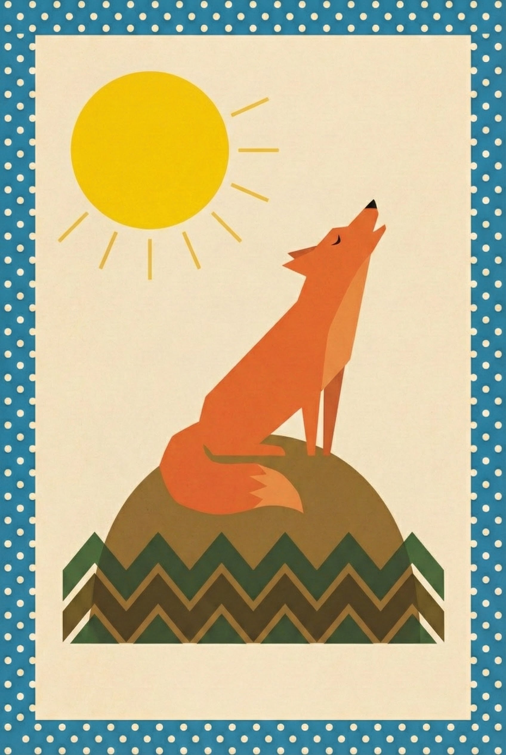 Geometric Fox Mid-century Modern Wall Art - Sun-kissed Fox