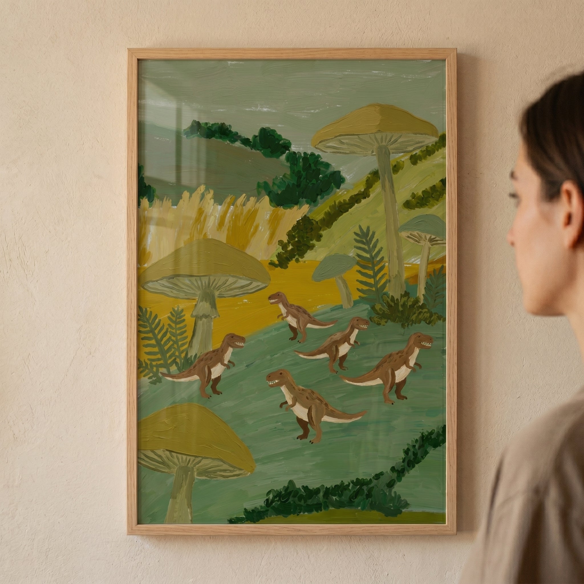 Giant Mushroom T-rex Wall Art - Ancient Mushroom Valley