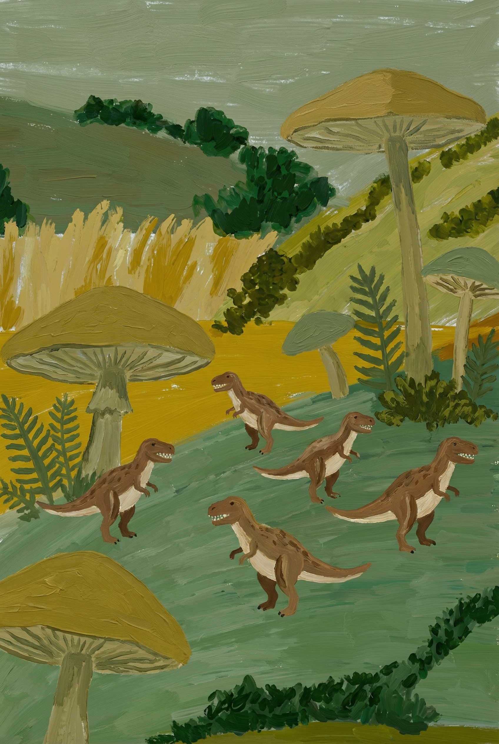 Giant Mushroom T-rex Wall Art - Ancient Mushroom Valley