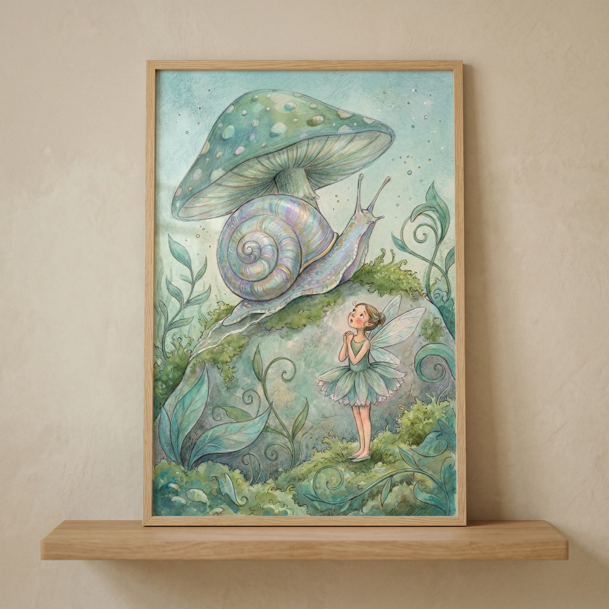Giant Snail And Fairy Wall Art - Whimsical Forest Friend