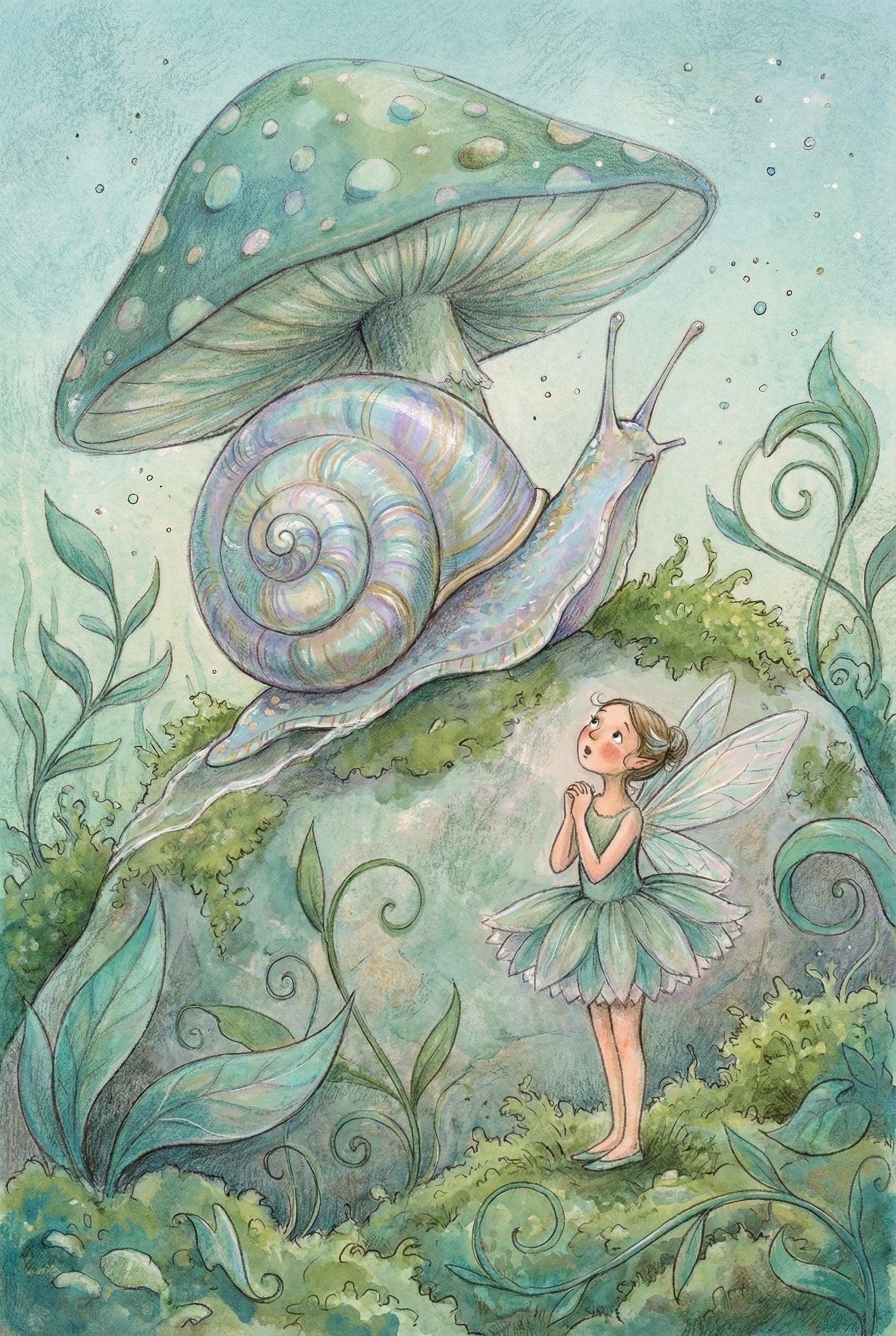 Giant Snail And Fairy Wall Art - Whimsical Forest Friend