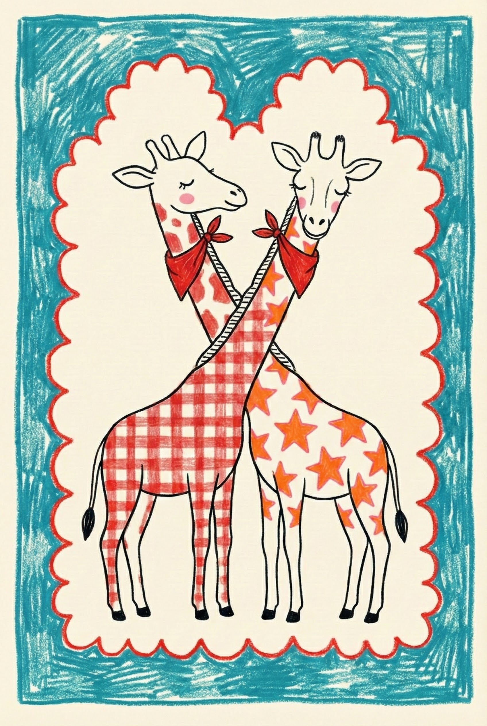 Little Dreamy Duo - Giraffes Framed Wall Art for Nursery, Playroom or Kids Bedrooms