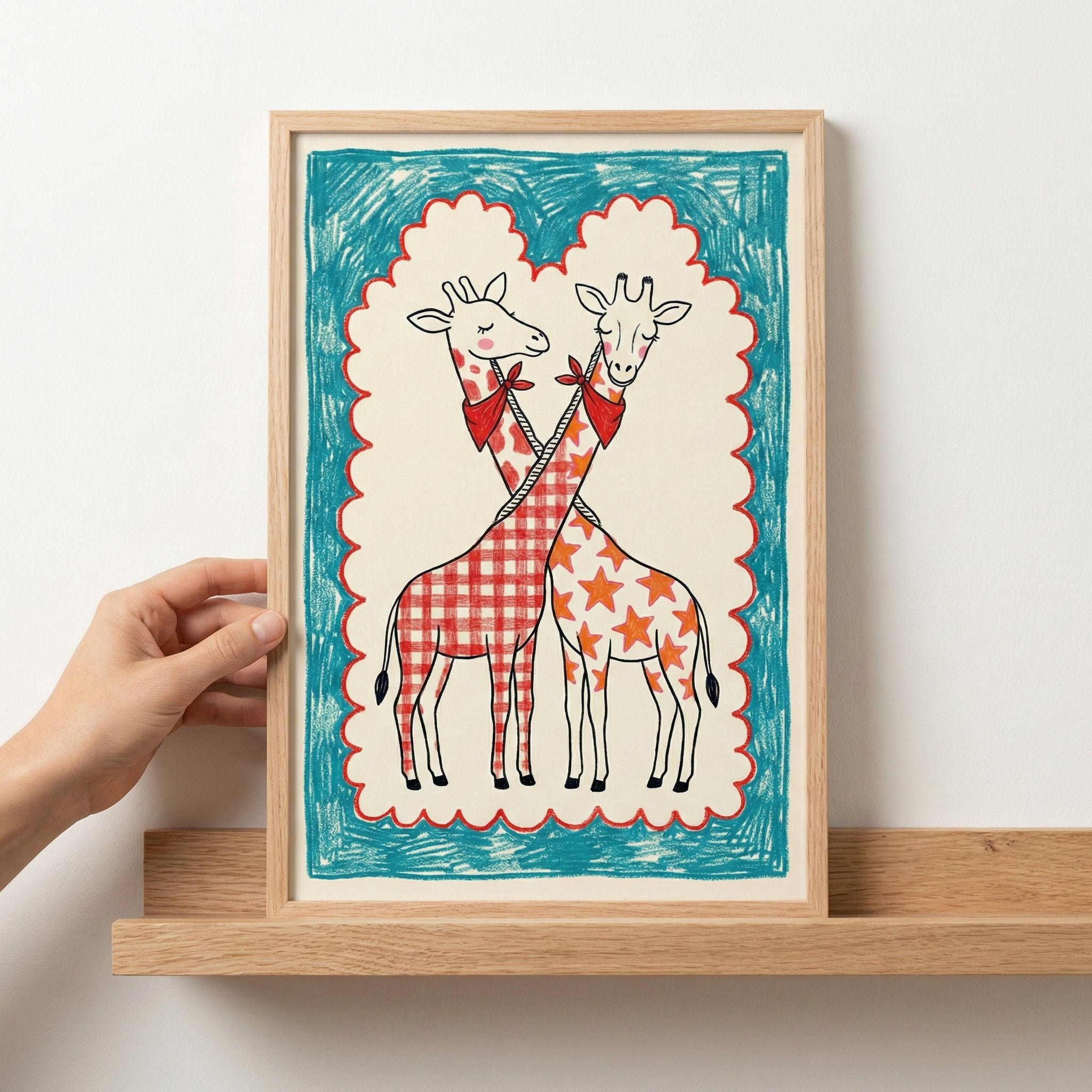 Little Dreamy Duo - Giraffes Framed Wall Art for Nursery, Playroom or Kids Bedrooms