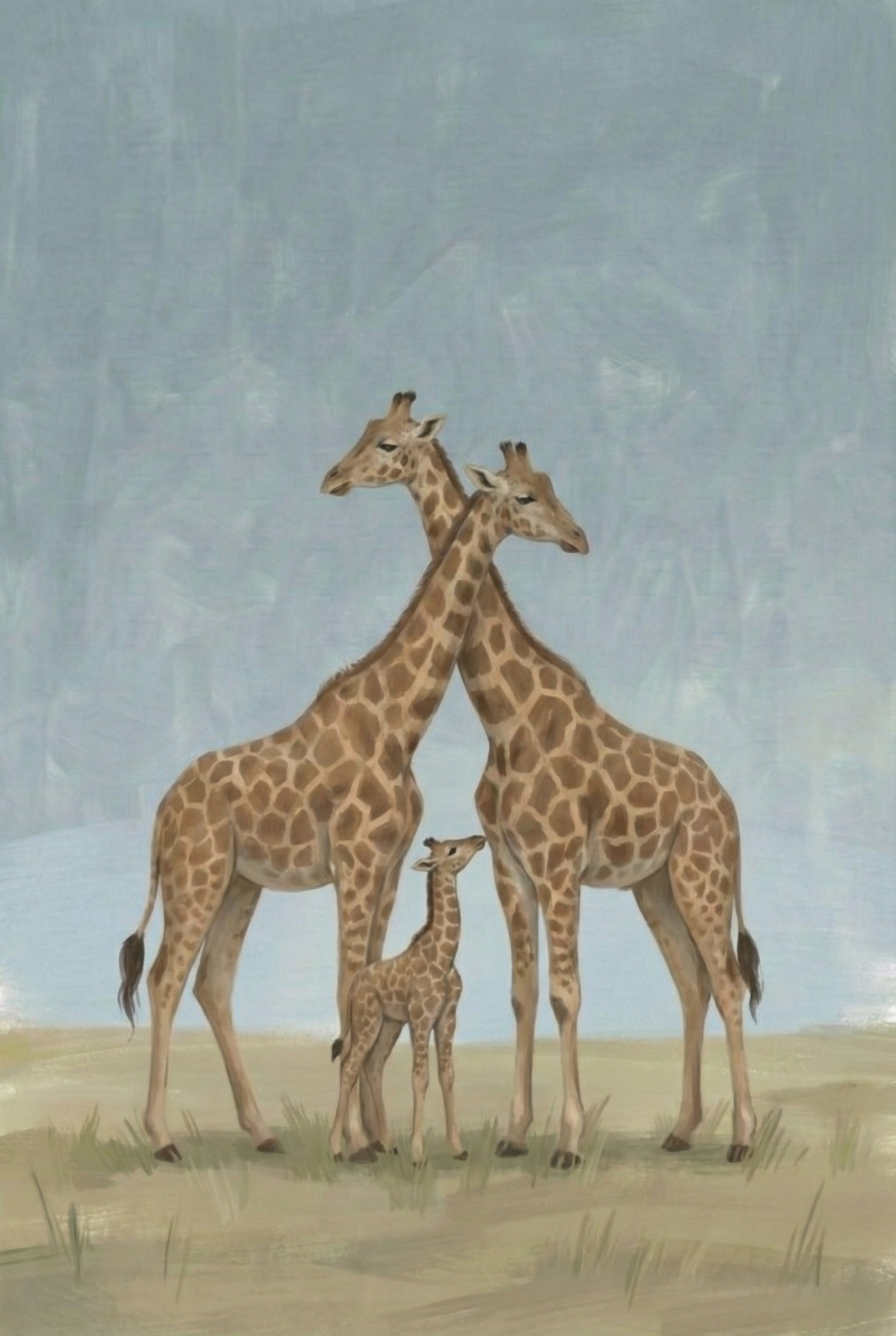Giraffe Family Safari Nursery Wall Art - Giraffe Family Portrait