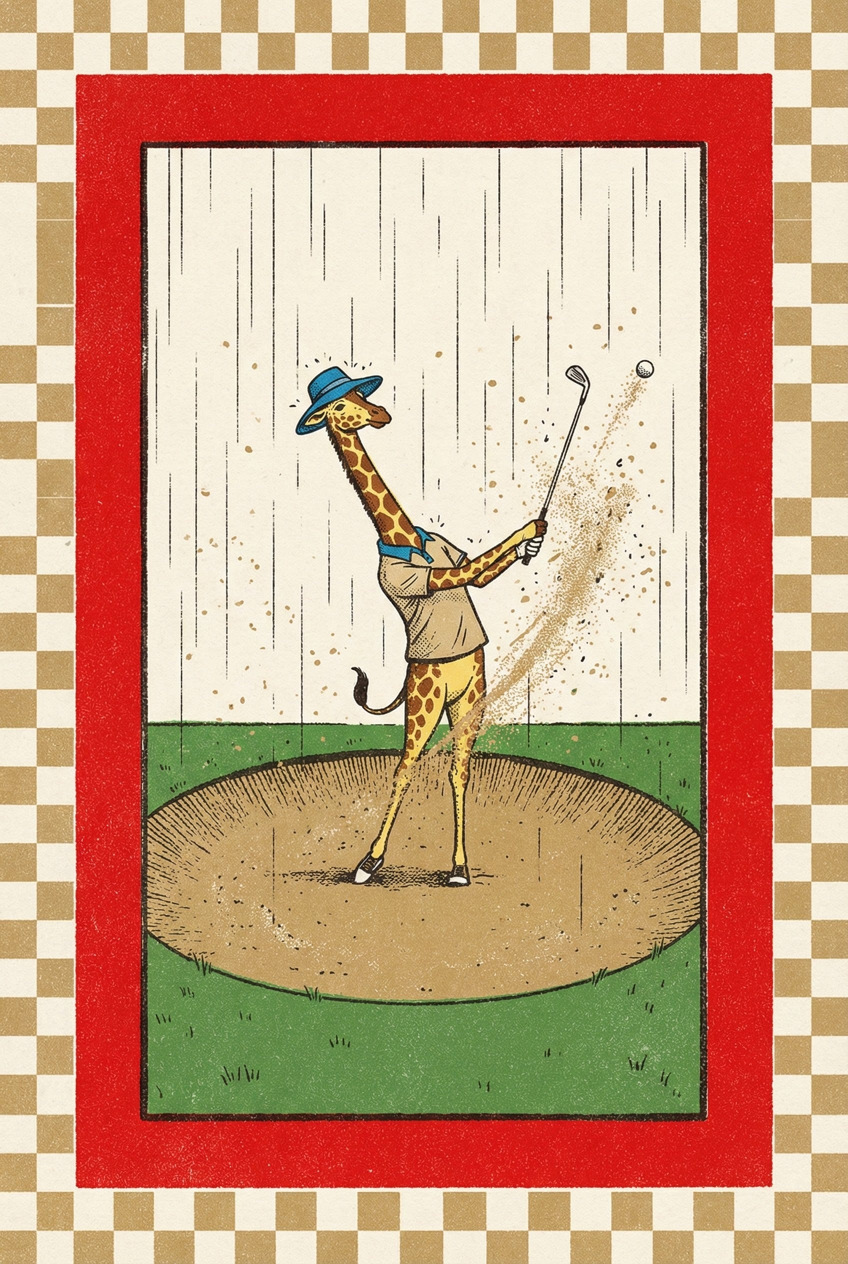 Giraffe Vintage Illustration Style Wall Art - Towering Tee Time