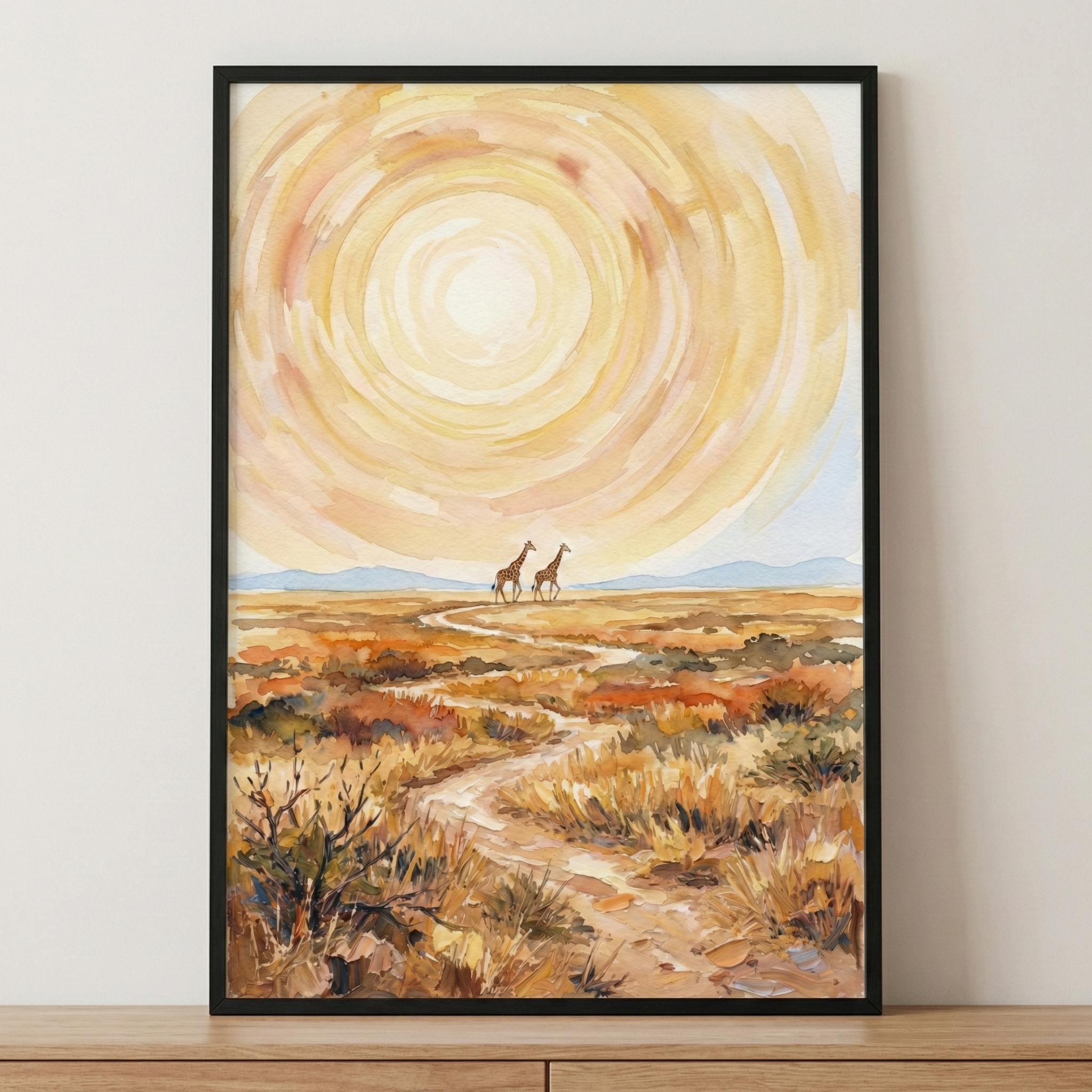 Giraffe Wall Art For Kids Room - Golden Sun Journey