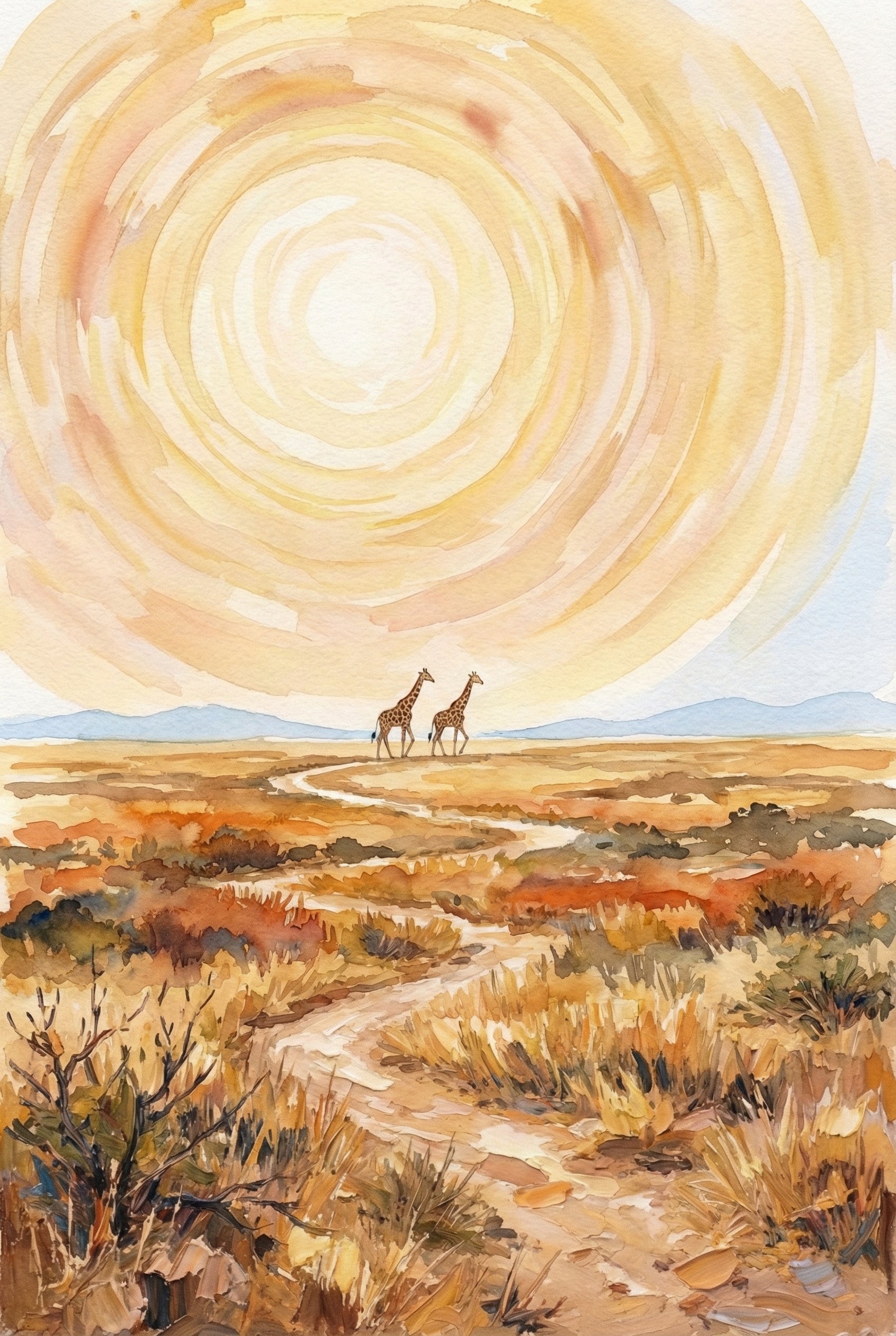 Giraffe Wall Art For Kids Room - Golden Sun Journey