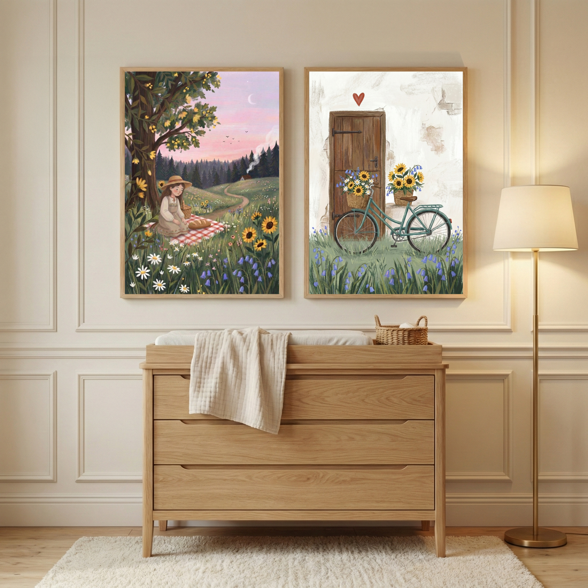 Girls Room Wall Art Set of 2 - Summer Garden Dreams