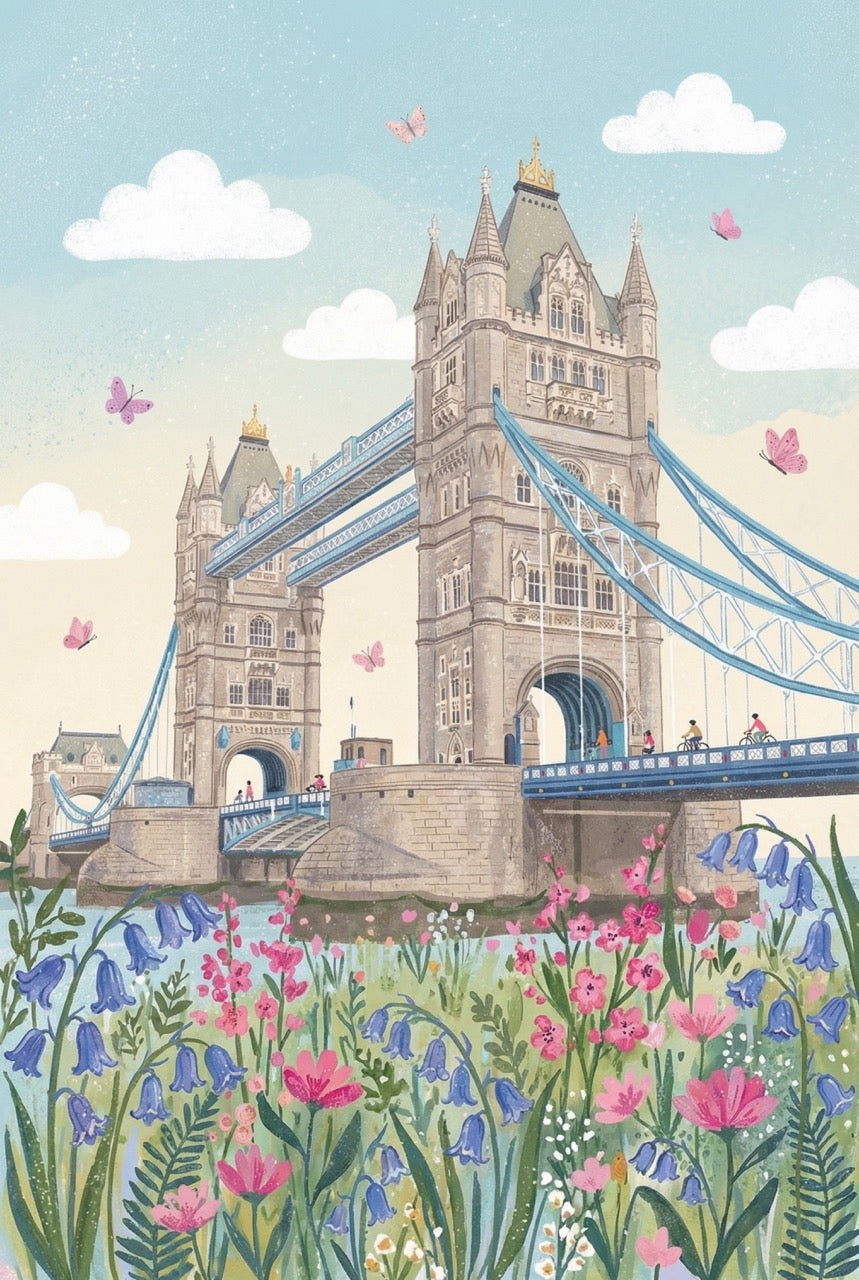 London Tower Bridge Wall Art - Whimsical Bridge Bloom