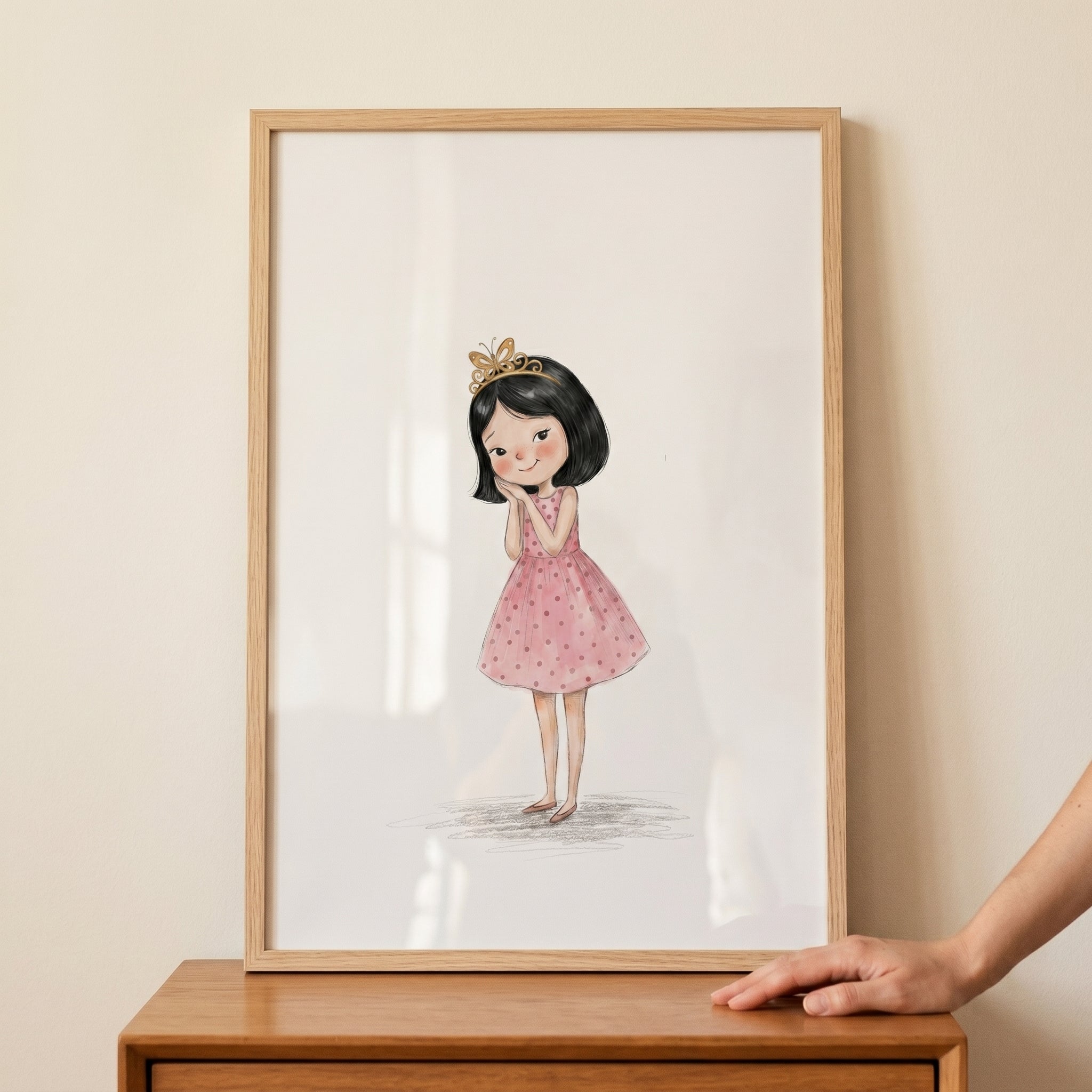 Gold Butterfly Crown Girl Wall Art - Golden Butterfly Girl