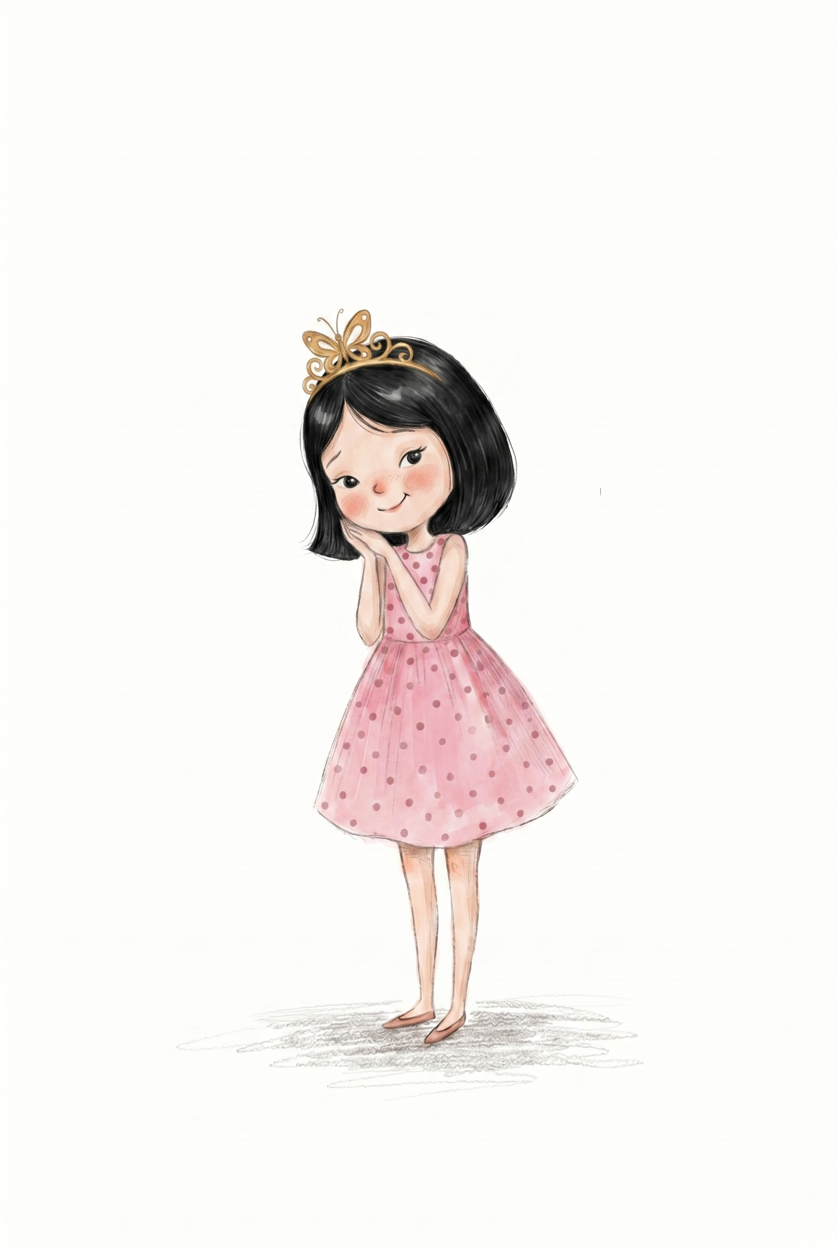 Gold Butterfly Crown Girl Wall Art - Golden Butterfly Girl