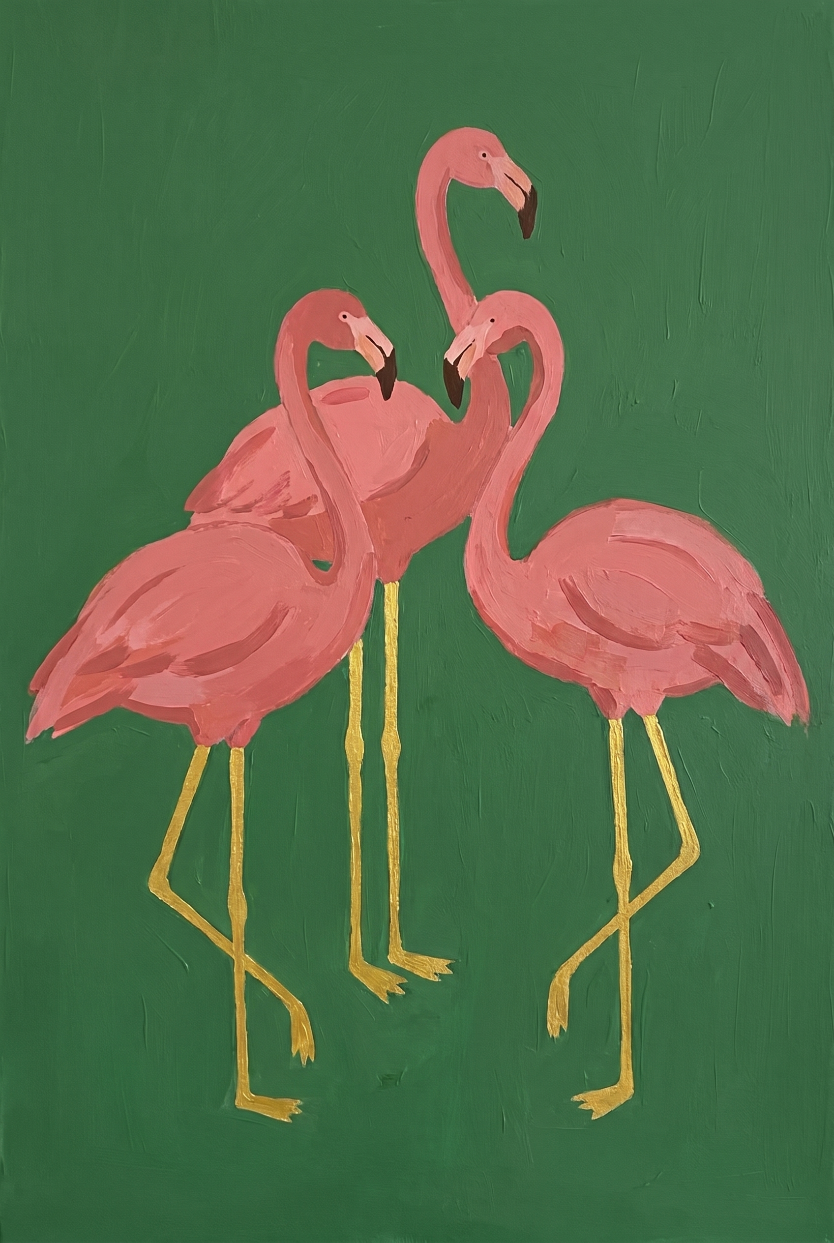 Gold Leg Pink Flamingo Wall Art - Vibrant Flamingo Trio