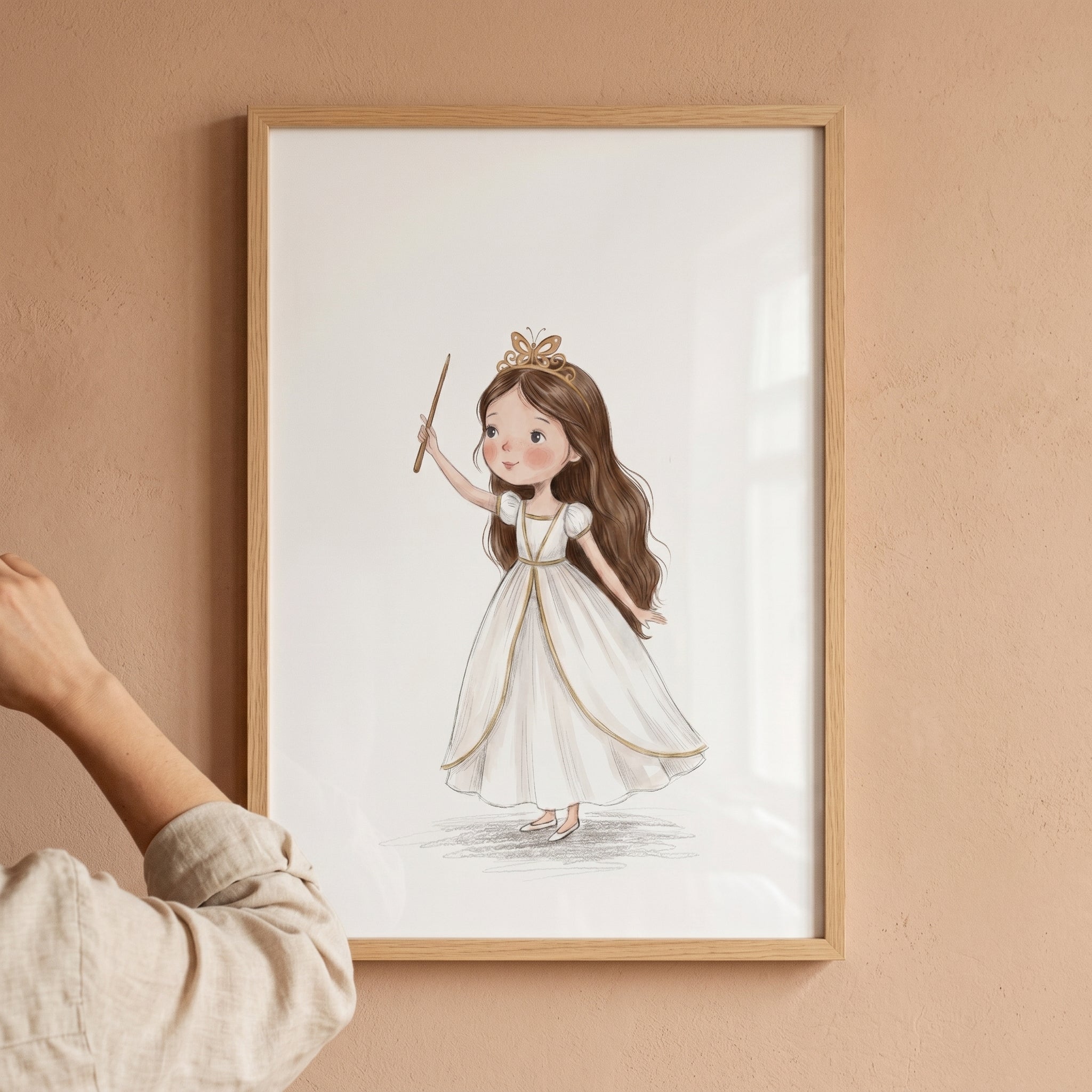 Gold Wand Little Girl Wall Art - Enchanted Little Princess