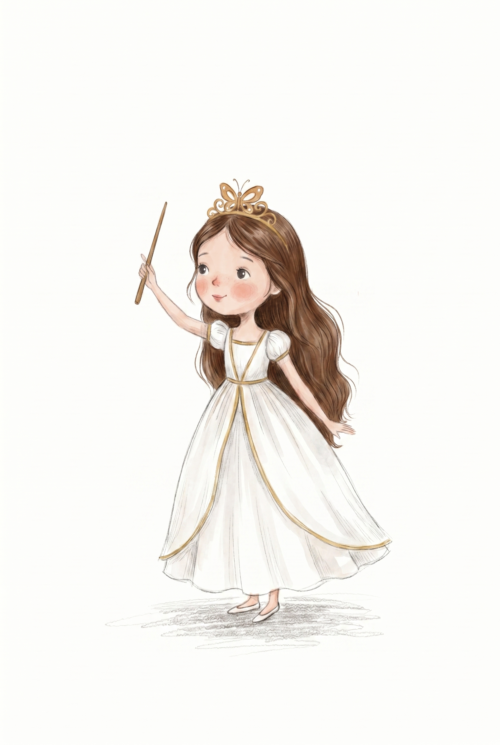Gold Wand Little Girl Wall Art - Enchanted Little Princess