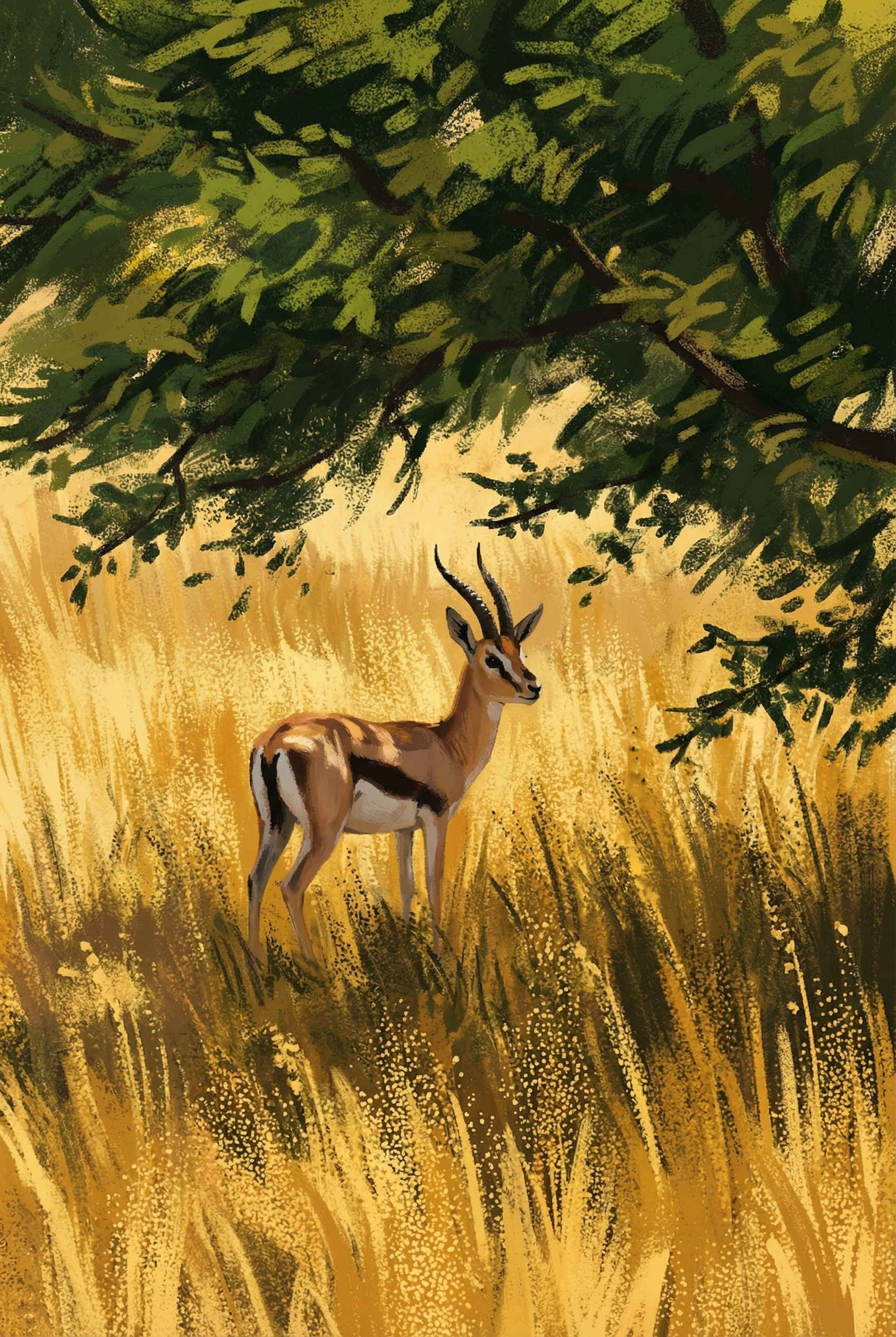 Golden Savanna Grass Gazelle Wall Art - Golden Savannah Gazelle