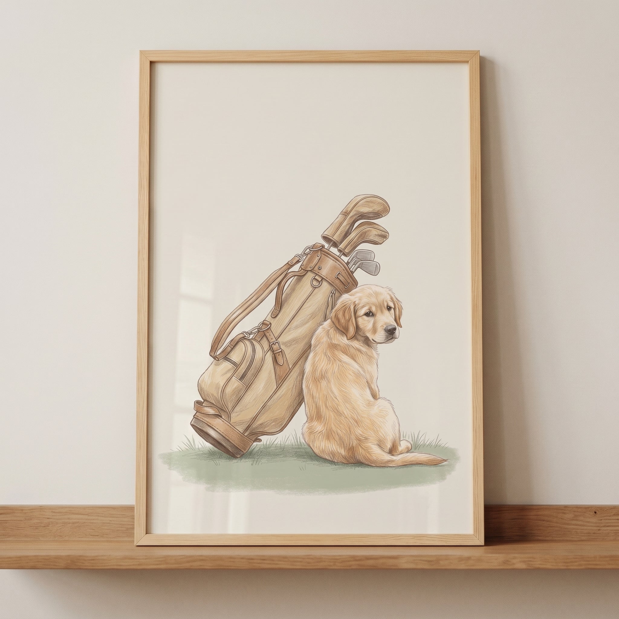 Golf Bag Golden Retriever Dog Wall Art - Golden Golf Buddy